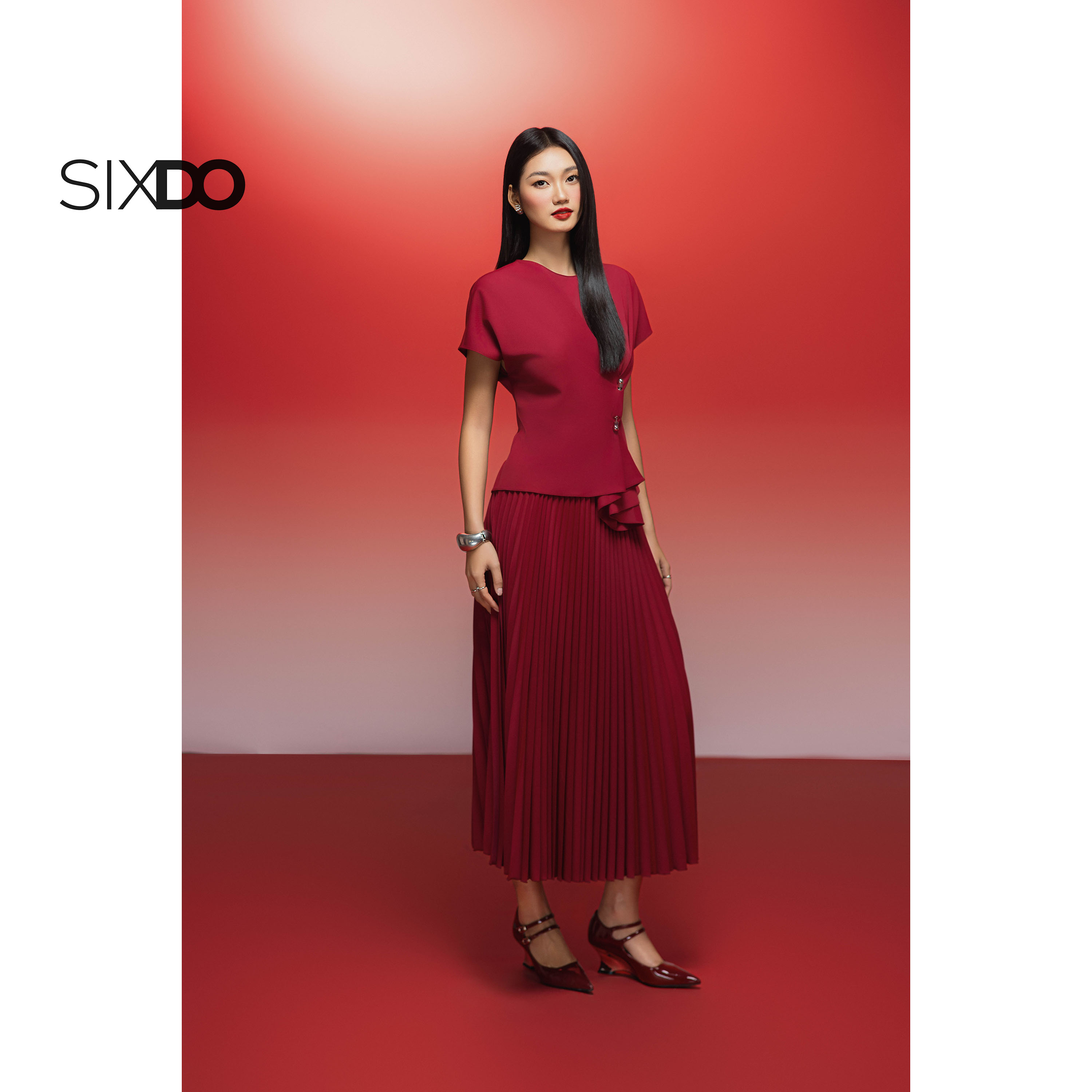 Mô tả Chân váy xoè xếp ly SIXDO (Woven Flared Skirt) - 5
