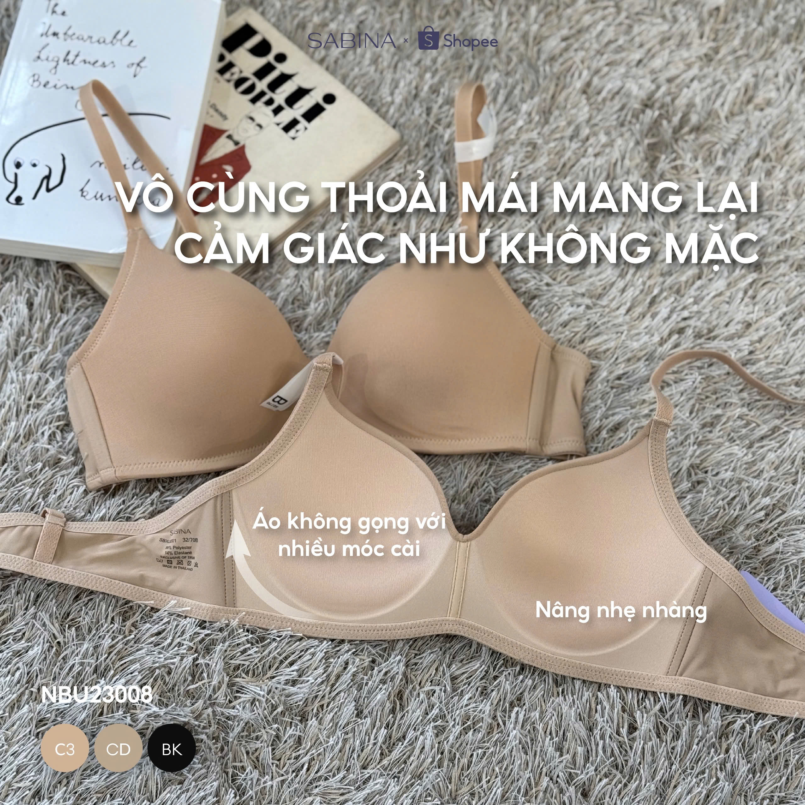 Mô tả Áo Lót Không Gọng Mút Đệm Mỏng Vừa Basic Pretty Perfect By Sabina NBU23008 (Tương tự SBXU8301) - 1