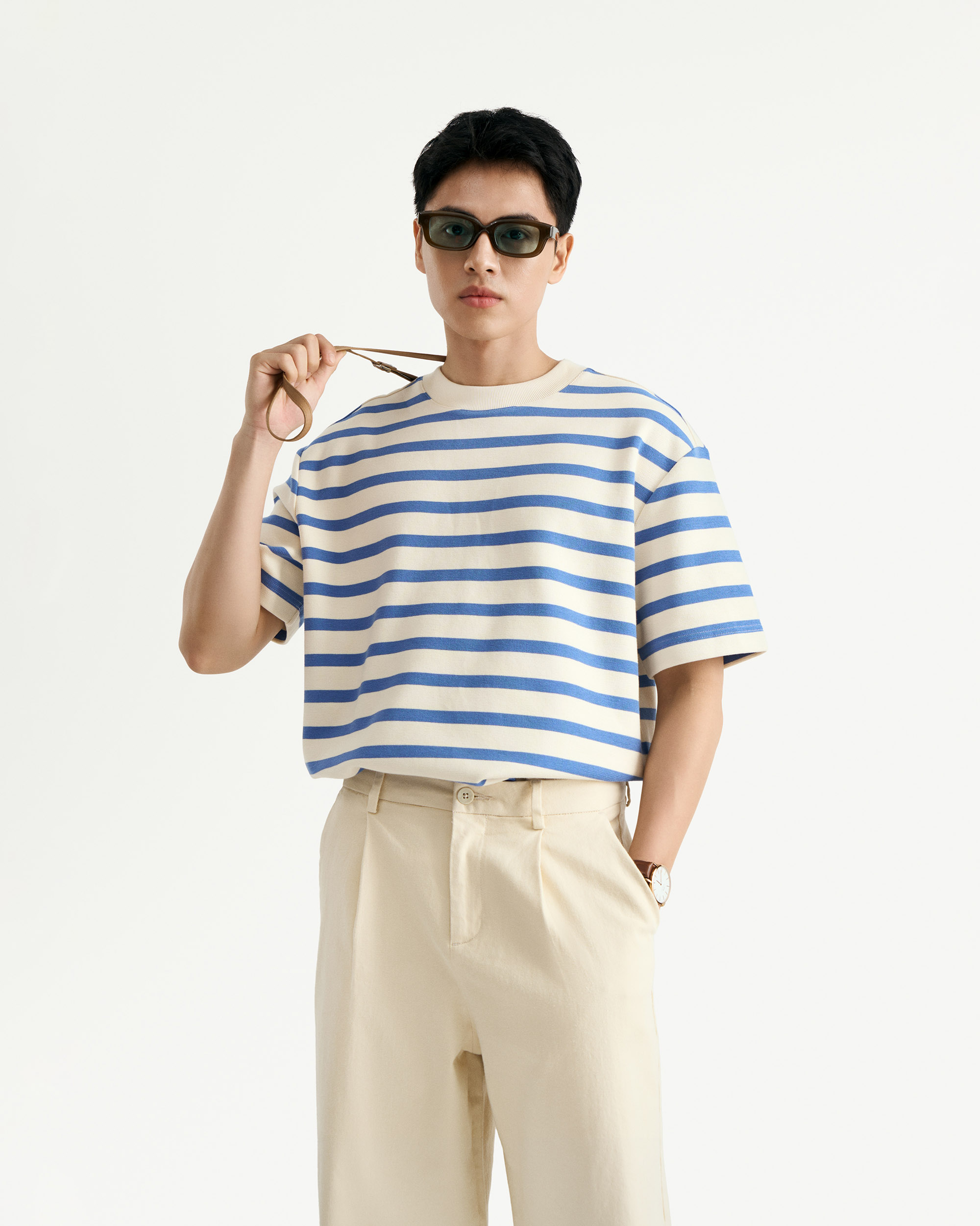 Mô tả Áo Thun Tay Ngắn Sọc Ngang Form Loose - Routine 10S25TSS050 - 1
