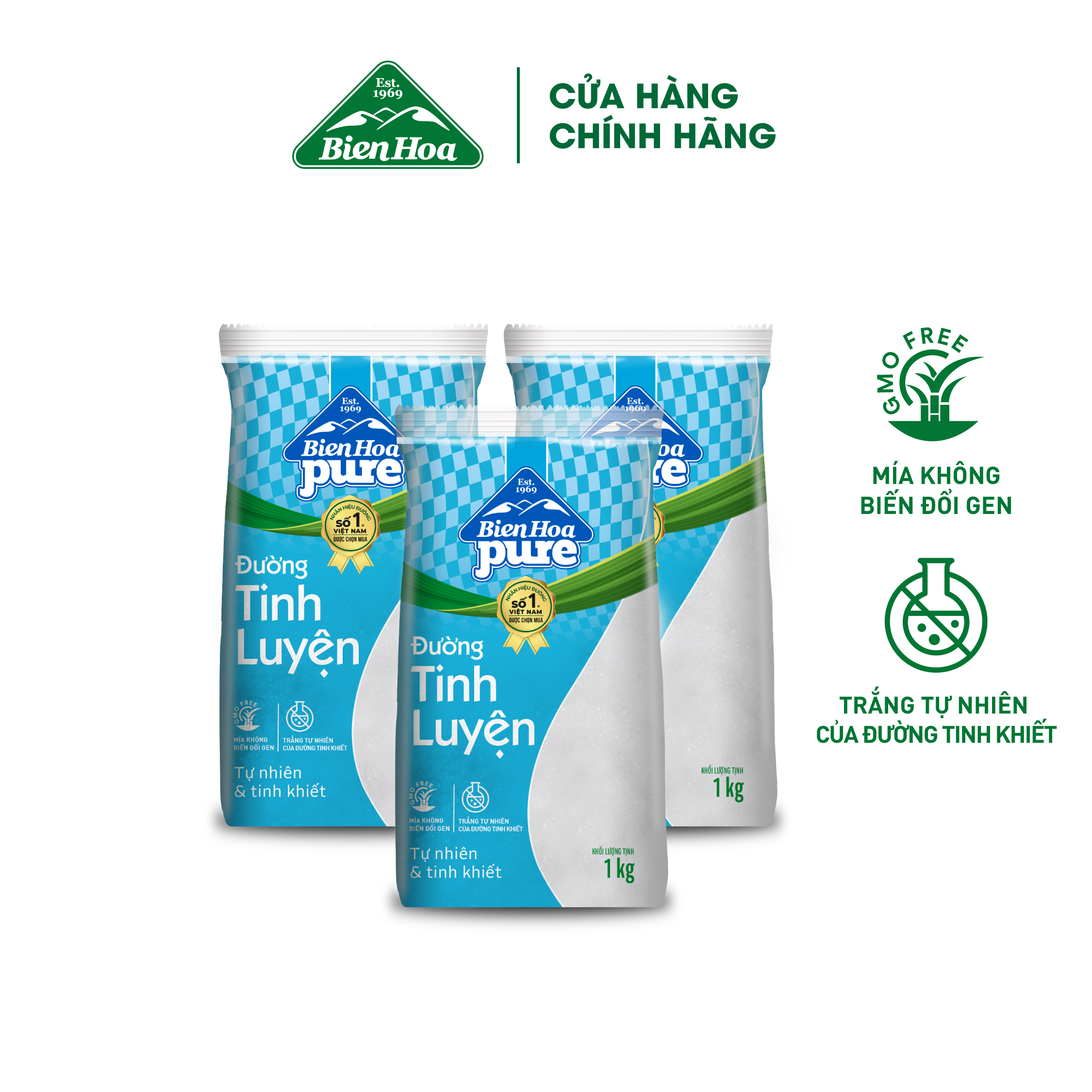 Mô tả Combo 3 Túi Ðường Tinh Luyện Biên Hòa Pure 1kg/túi - 2