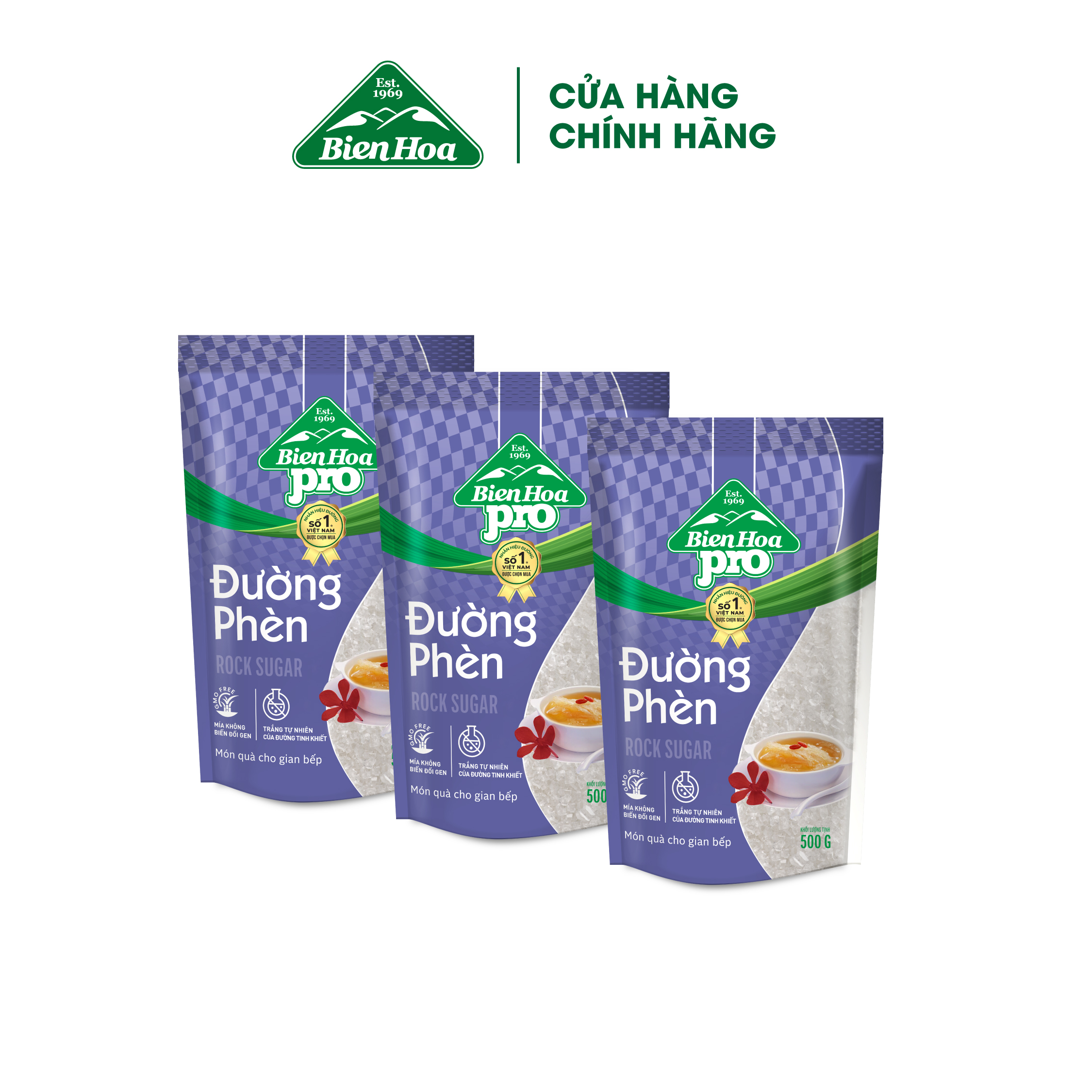 Mô tả Combo 3 Túi Đường Phèn Biên Hòa Pro 500 Gram/túi - 1