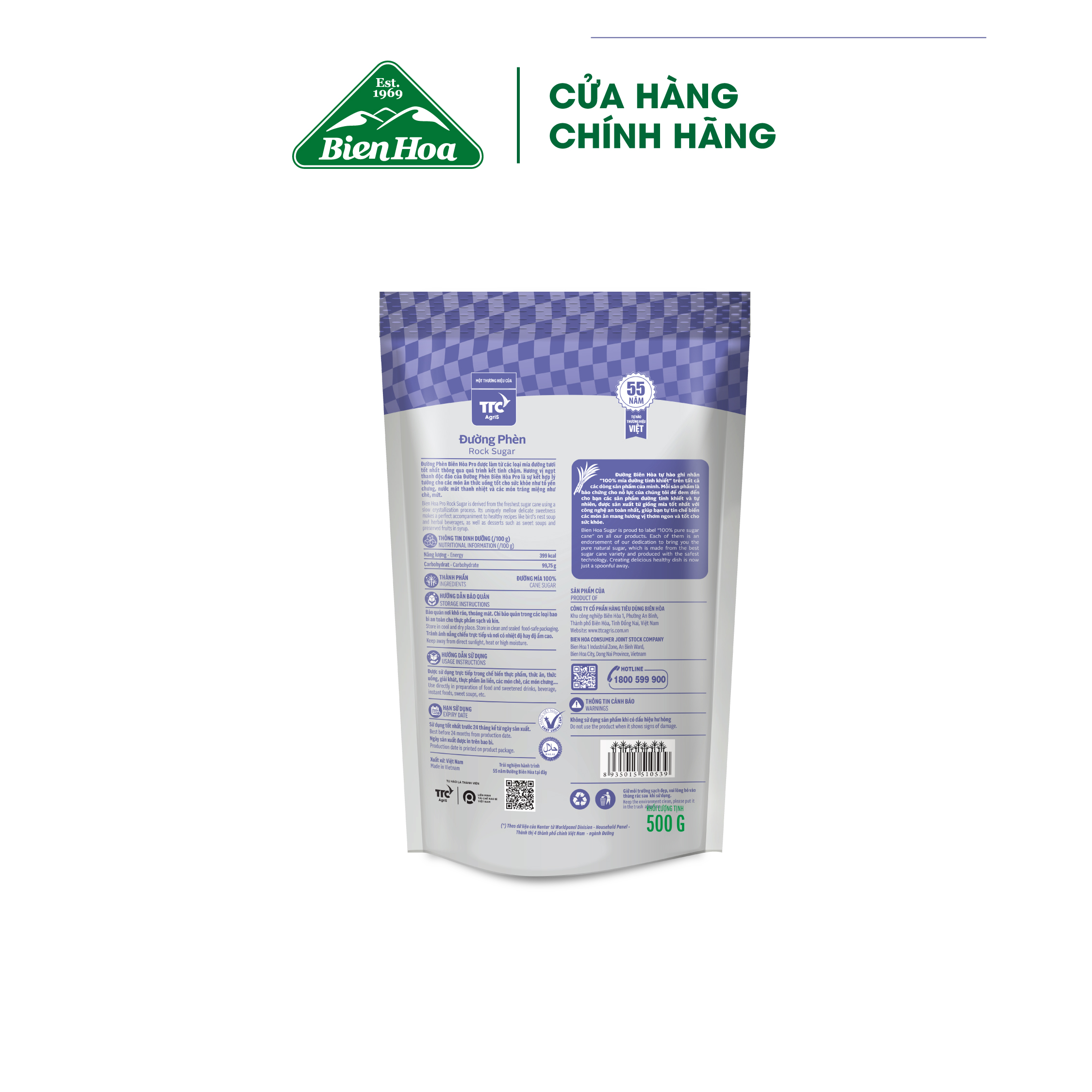 Mô tả Combo 2 Túi Đường Phèn Biên Hòa Pro 500 Gram/túi - 1