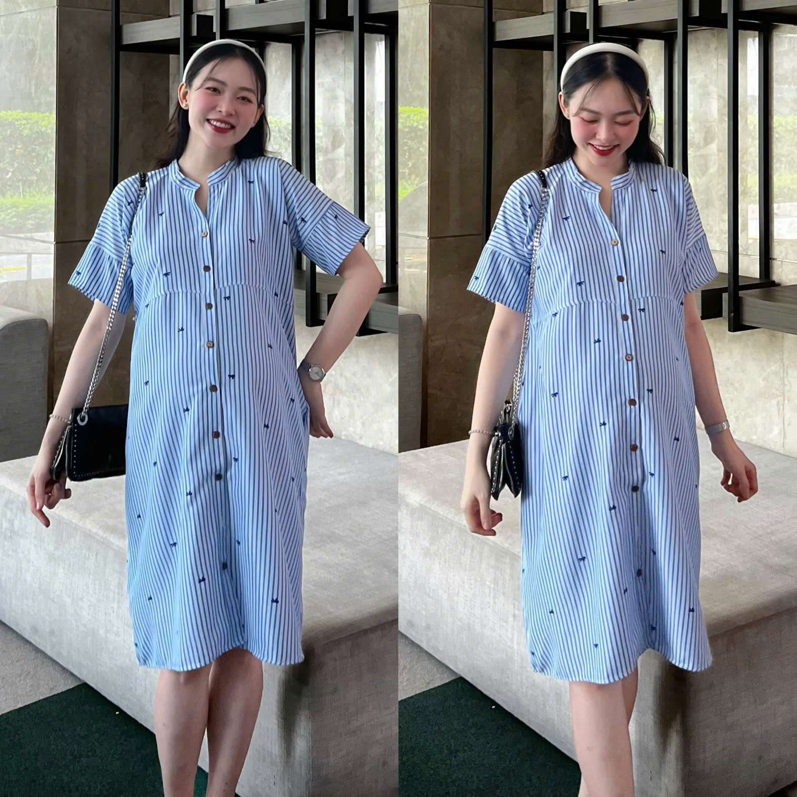 MUMMUM \\ Đầm bầu TITI fom somi cổ trụ năng động thoải mái đi làm đi ...
