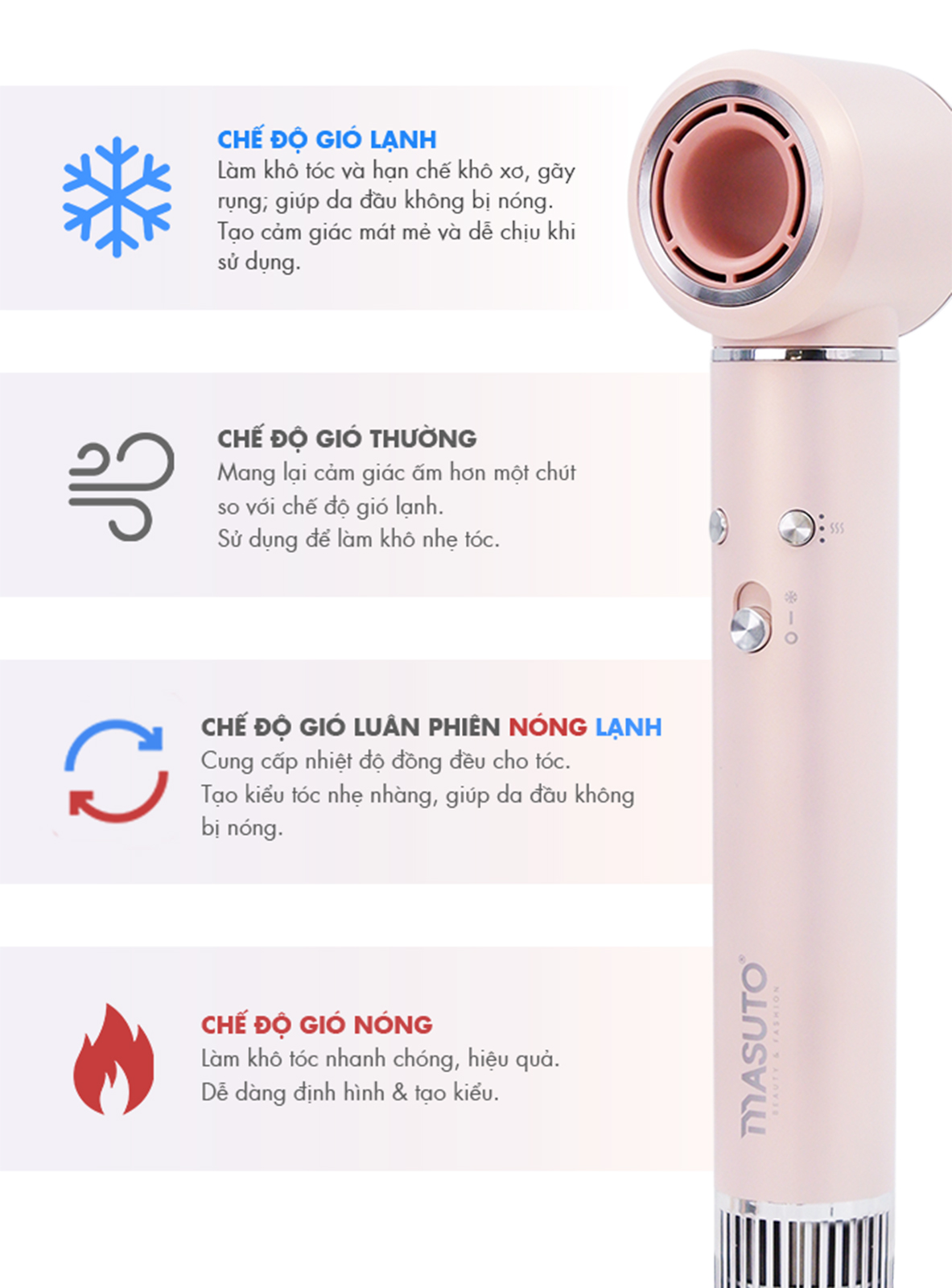 Mô tả Máy sấy tạo kiểu tóc 5in1 ion âm Masuto AirStyler 2 chiều nóng lạnh tạo kiểu bảo vệ tóc bảo hành 24 tháng - 4
