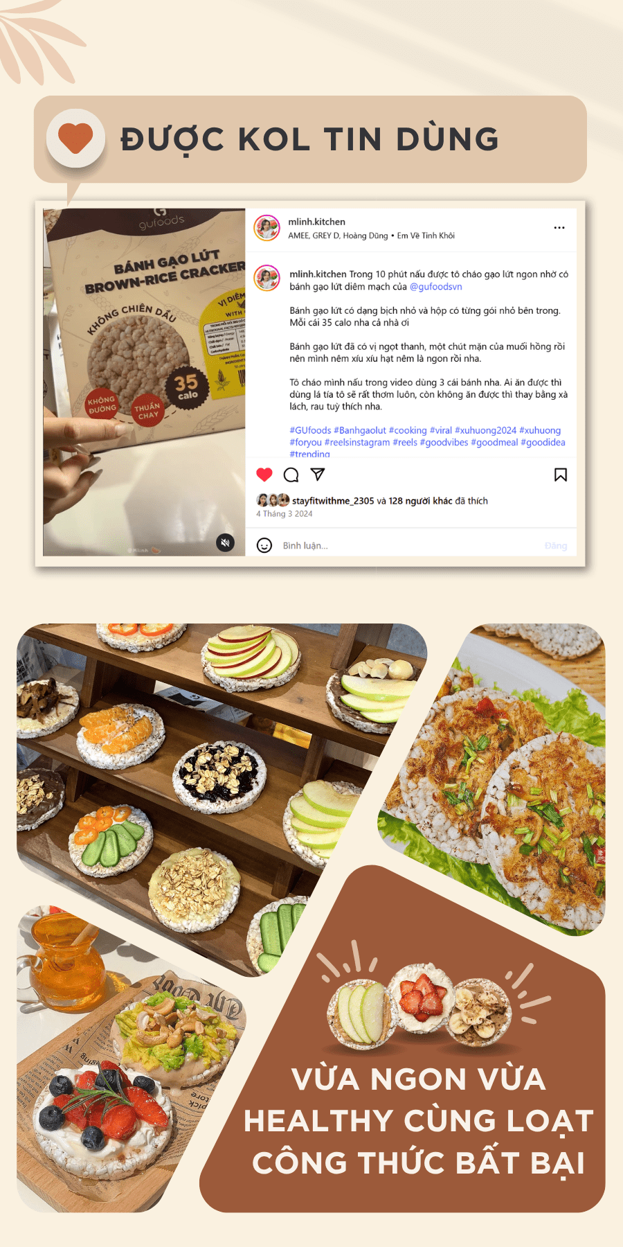 Mô tả Bánh gạo lứt GUfoods (Hộp 300g = 32 bánh) - Không chiên dầu, Không đường, Eat clean, Thực dưỡng, Ăn vặt healthy, Tập gym - 11