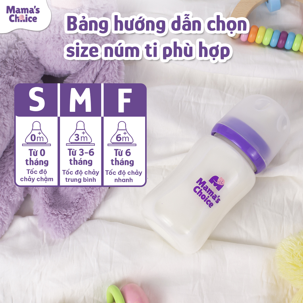 Mô tả Bình Sữa Mama's Choice Núm Ti Lansinoh Chất Liệu PP, Dung Tích 180ml 240ml, Núm Ty Size S M F - 7