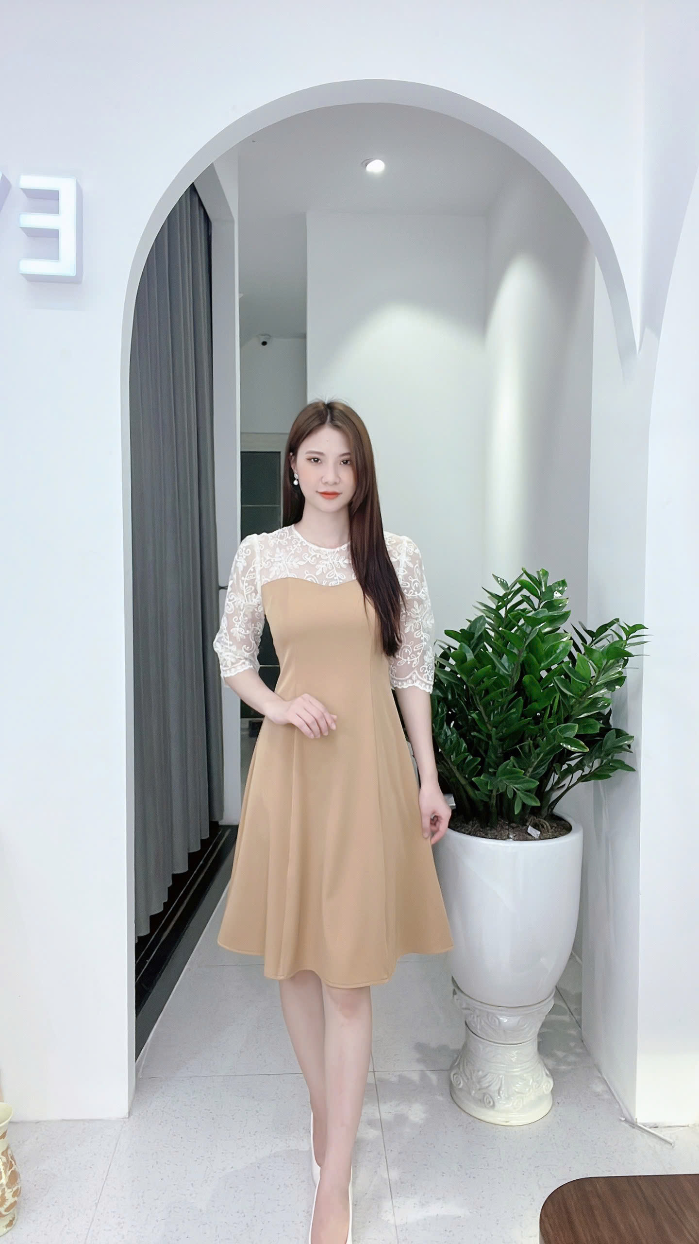 Mô tả Váy xòe  phối ren kiểu dáng thanh lịch mặc đi làm đi chơi  Evalover - 2