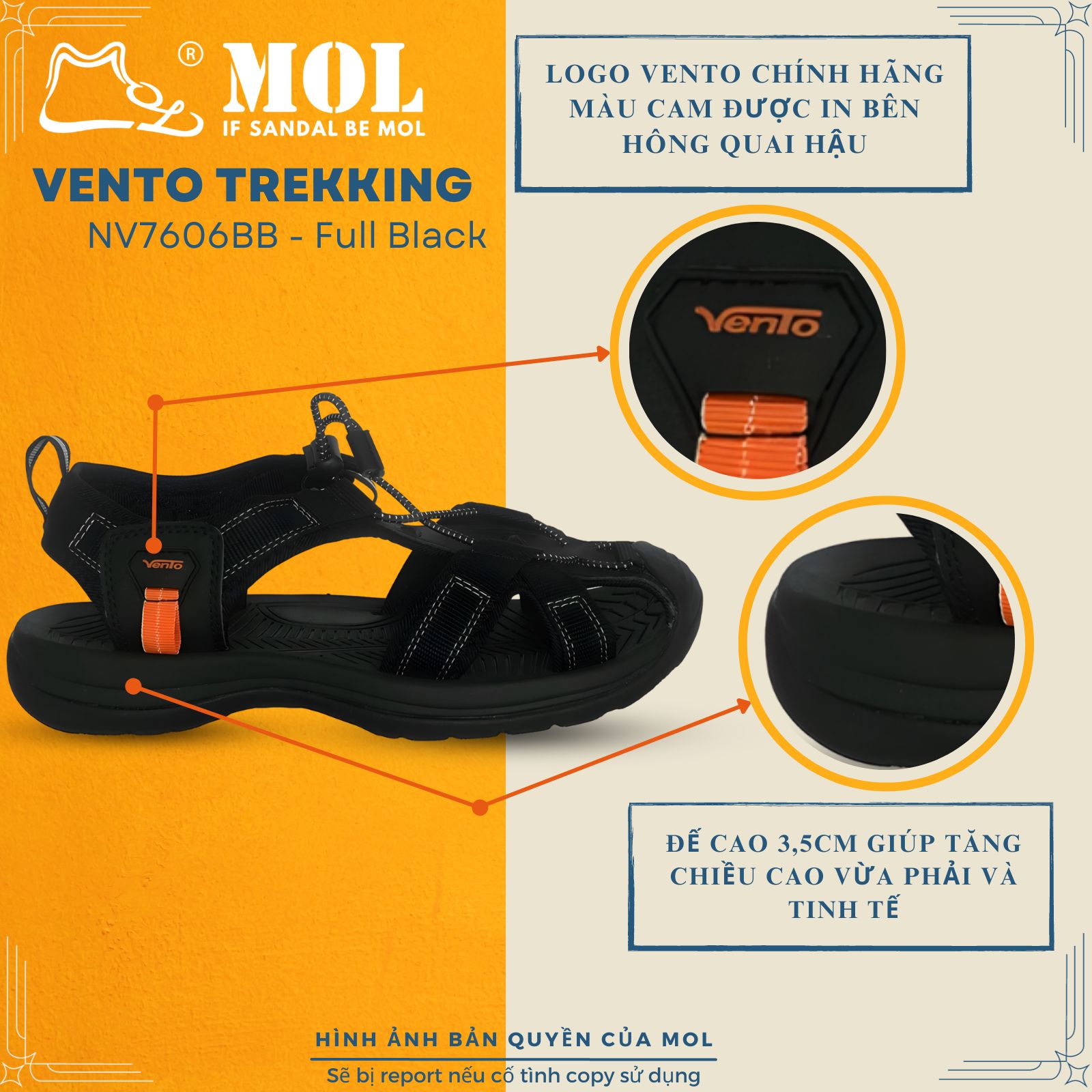 Mô tả Sandal nam Vento bít mũi NV7606G màu xám có big size 44 45 | Vento  NV7606 SD7606 - 7