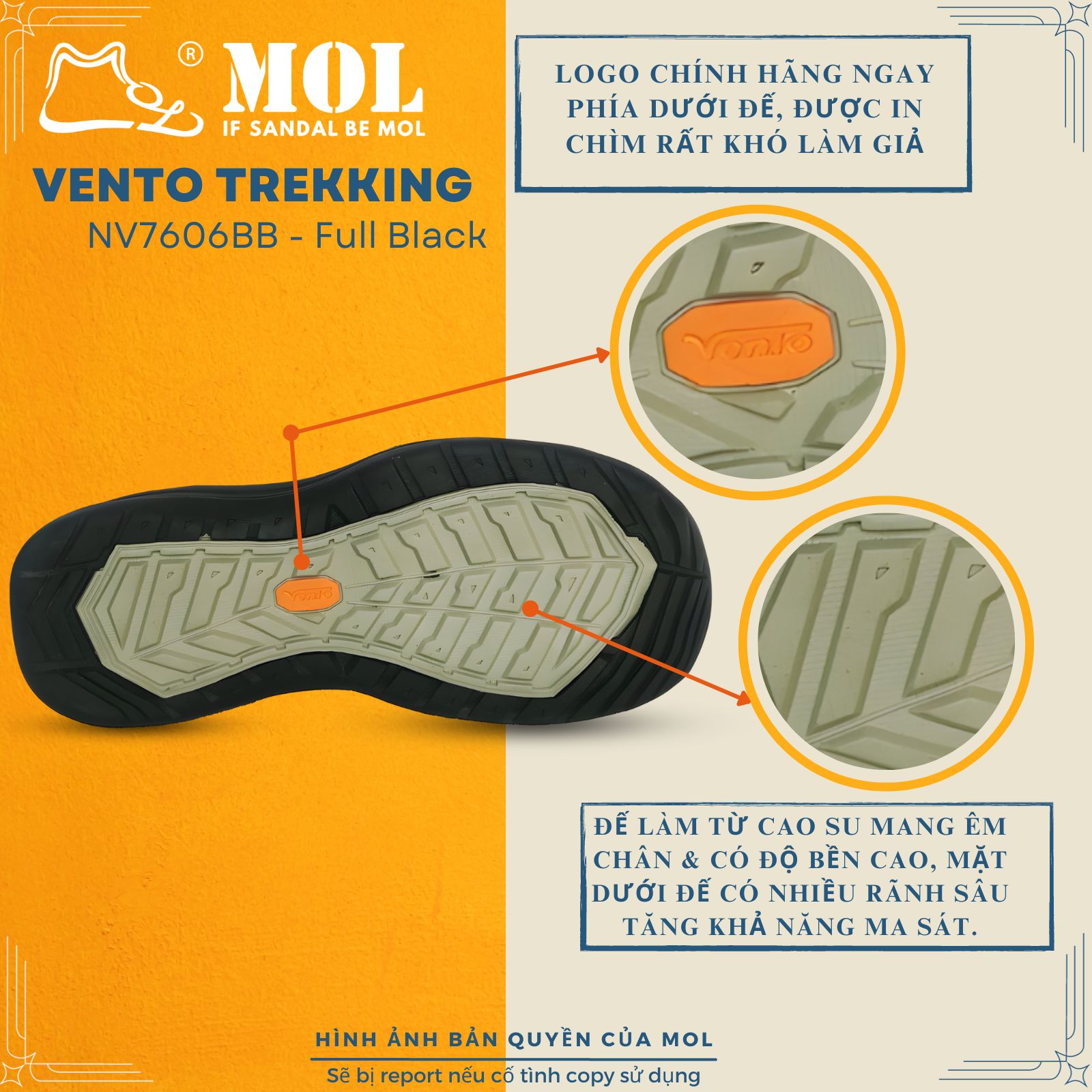 Mô tả Sandal nam Vento bít mũi NV7606G màu xám có big size 44 45 | Vento  NV7606 SD7606 - 6