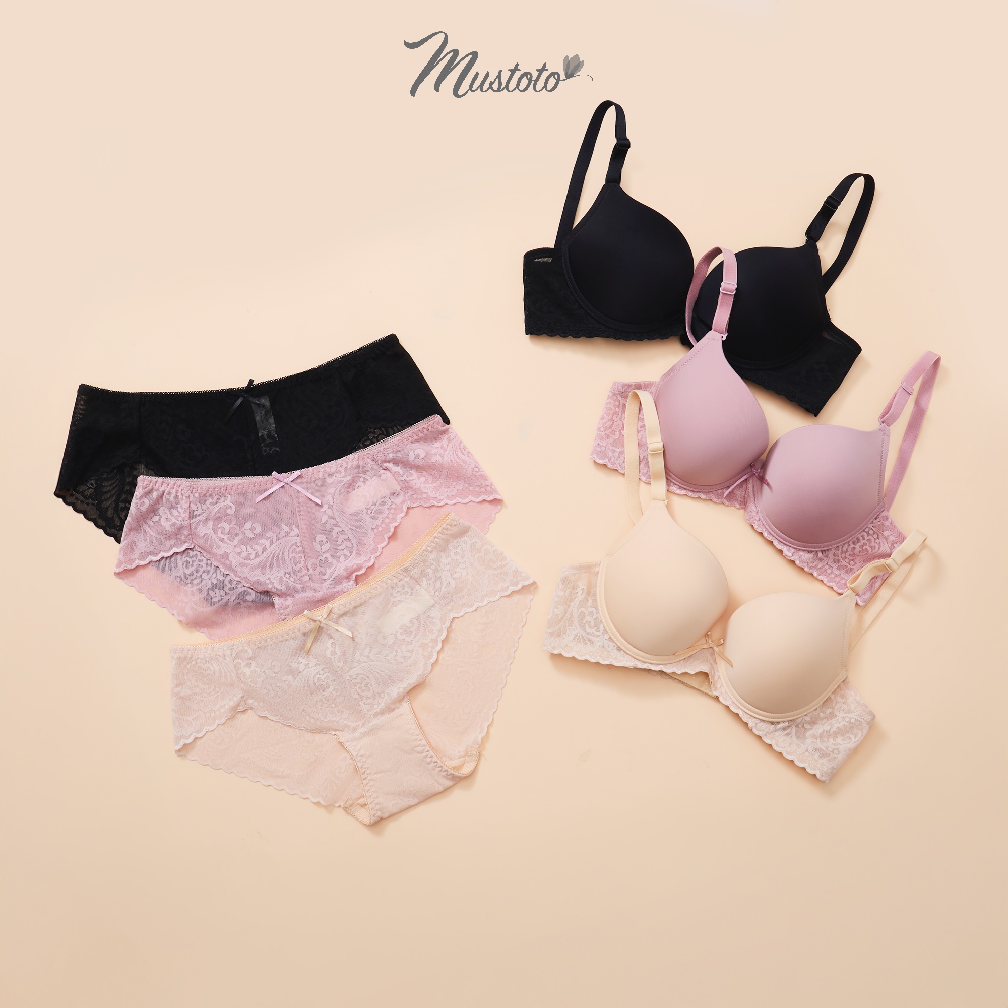 Mô tả Áo Lót Mustoto Bra Không Gọng Nâng Vừa 2cm Phối Ren (MA55) - 1