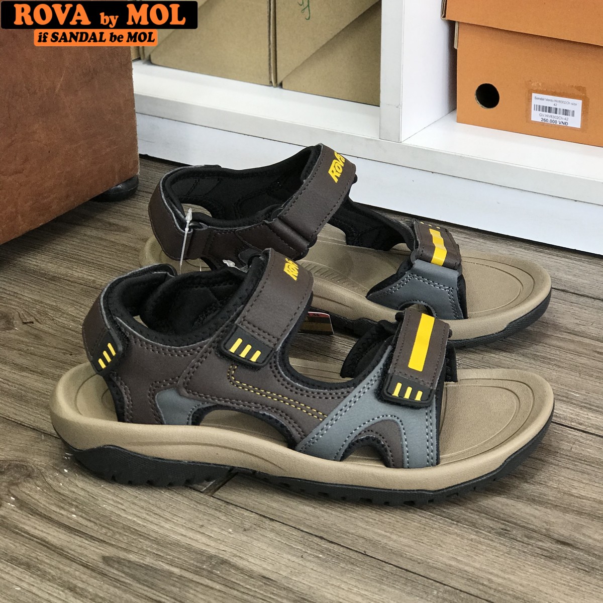 Mô tả Sandal nam Rova quai ngang RV964Ch màu xanh | Rova  RV964 - 3