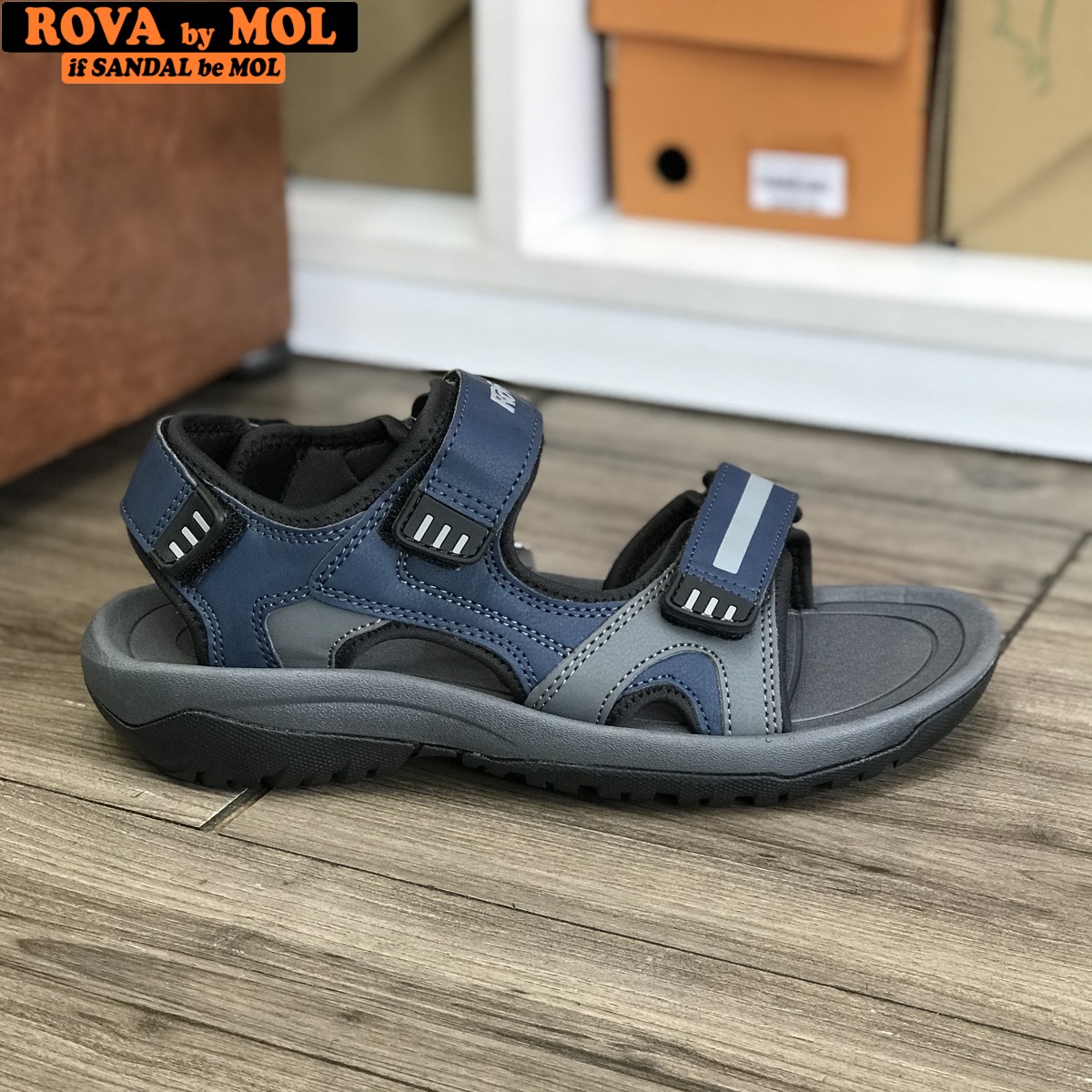 Mô tả Sandal nam Rova quai ngang RV964Ch màu xanh | Rova  RV964 - 6