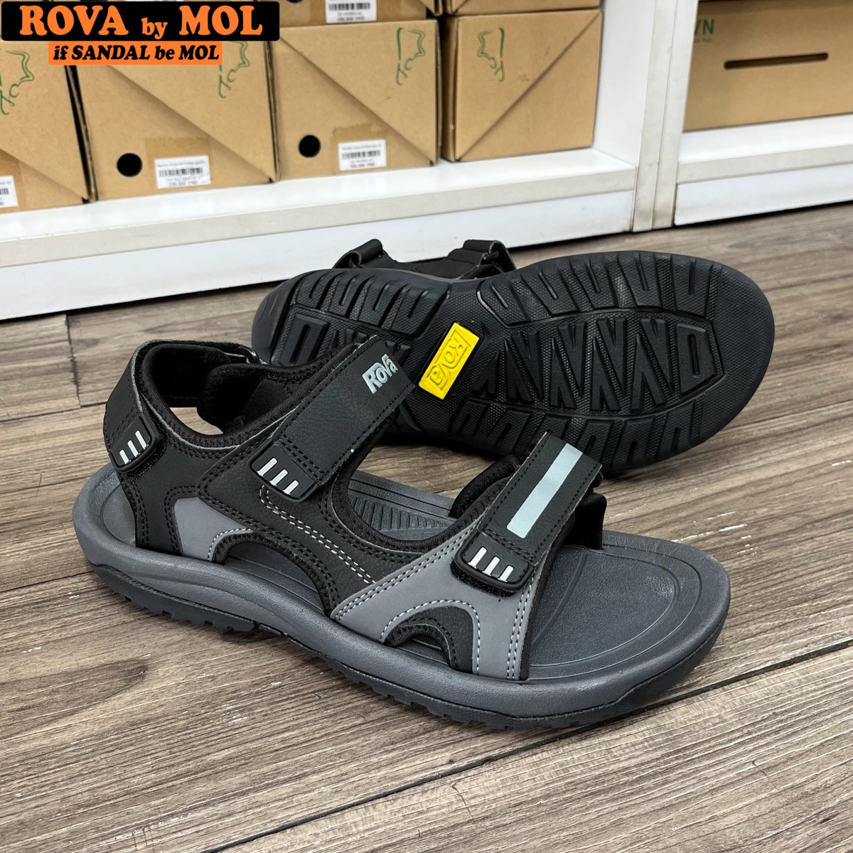 Mô tả Sandal nam Rova quai ngang RV964Ch màu xanh | Rova  RV964 - 9
