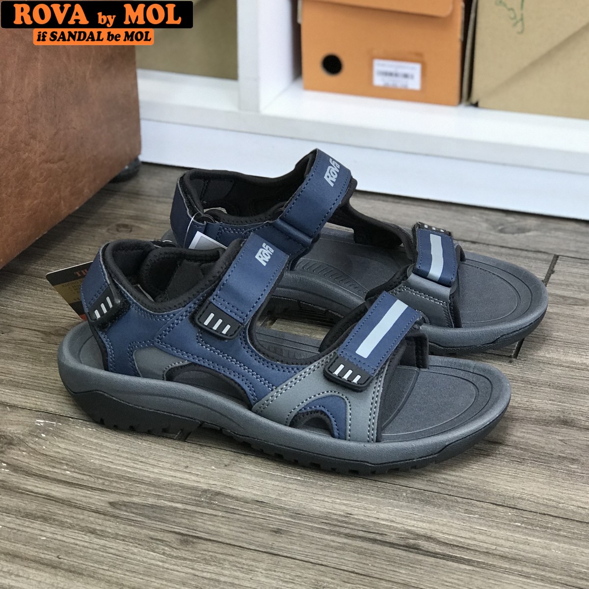 Mô tả Sandal nam Rova quai ngang RV964Ch màu xanh | Rova  RV964 - 11