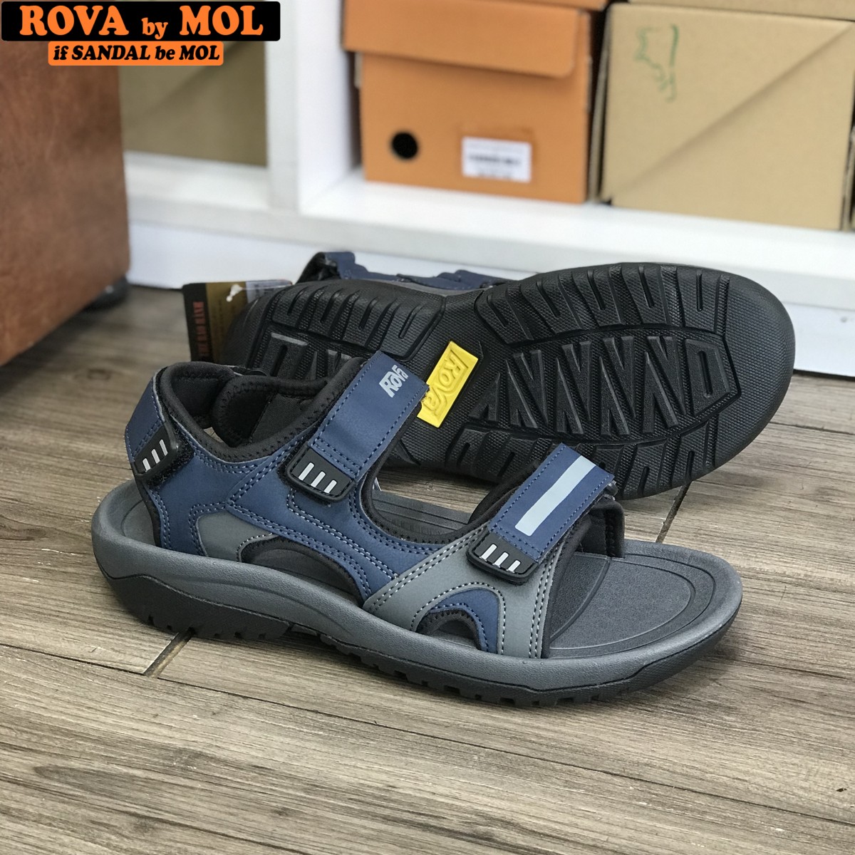 Mô tả Sandal nam Rova quai ngang RV964Ch màu xanh | Rova  RV964 - 12
