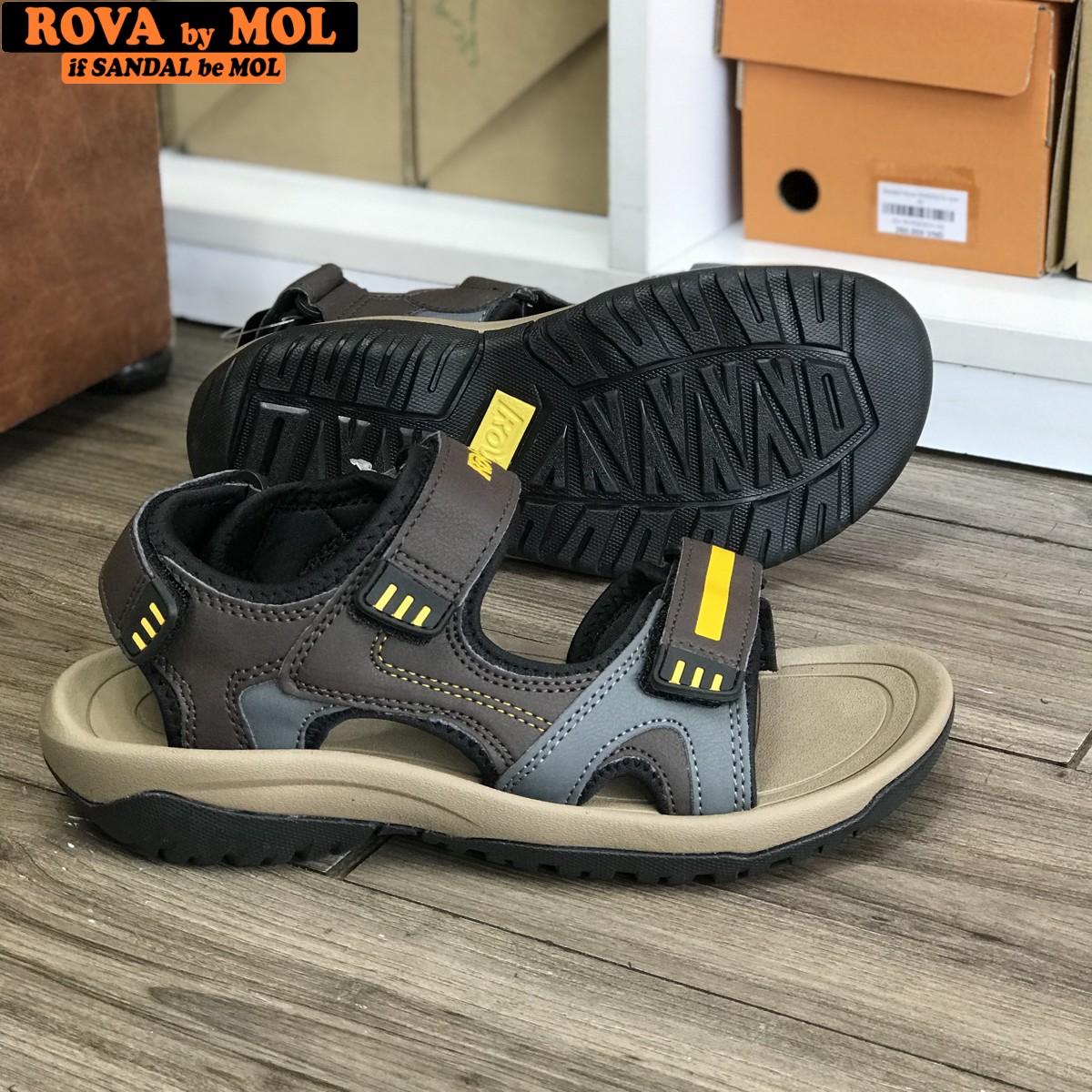 Mô tả Sandal nam Rova quai ngang RV964Ch màu xanh | Rova  RV964 - 8