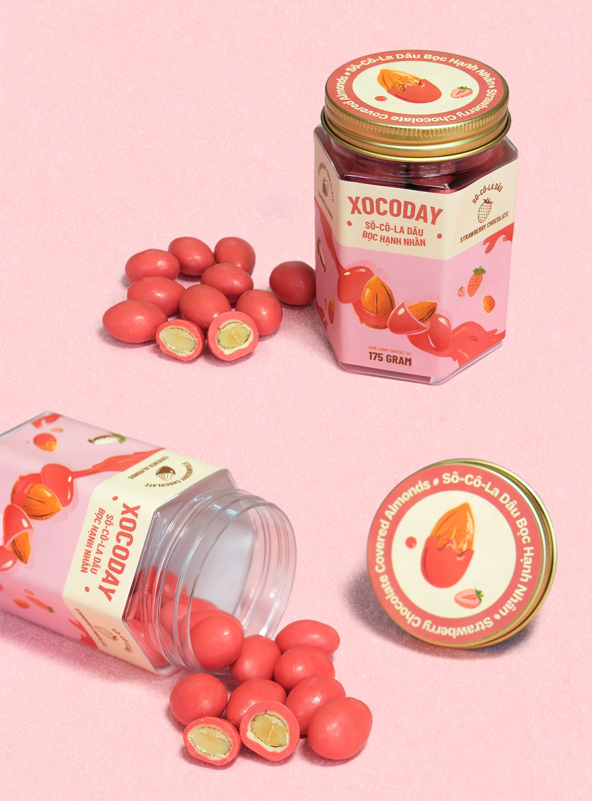 Mô tả Sô-cô-la Dâu bọc hạnh nhân - Xocoday - Hủ 175g - Heyday - 5