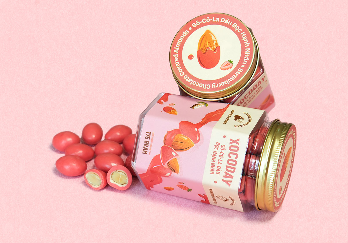 Mô tả Sô-cô-la Dâu bọc hạnh nhân - Xocoday - Hủ 175g - Heyday - 6
