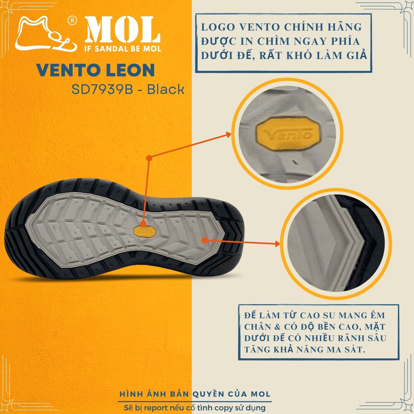 Mô tả Giày sandal nam Vento 2 quai ngang SD7939G màu xám có big size 44 45 | Vento  Leon SD7939 - 7