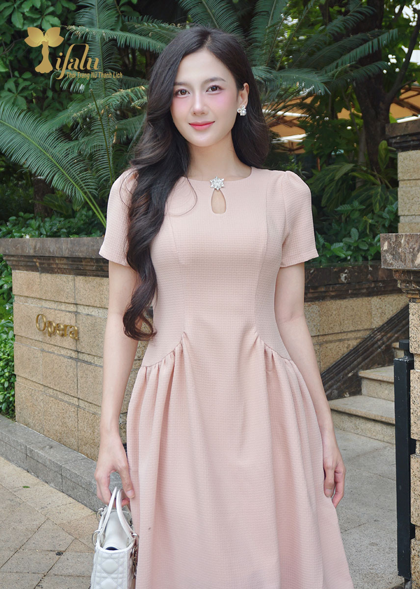 Mô tả TIFALU - Váy nữ, Đầm suông A bigsize dự tiệc màu hồng sang chảnh - ZOL422PNK - 2