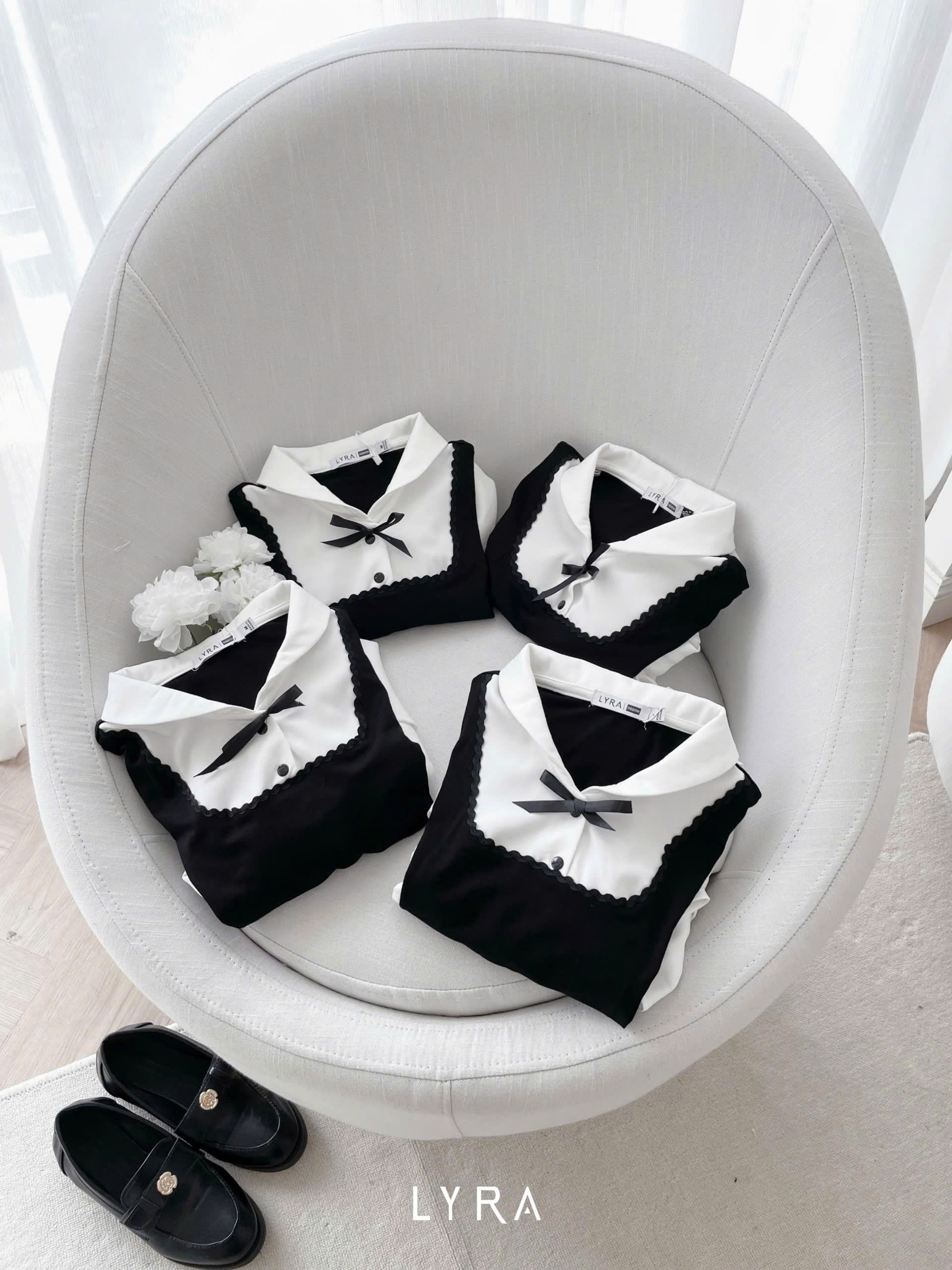 Mô tả LYRA DESIGN - Váy đầm nữ ngắn tay thiết kế Meli Dress cổ yếm cách điệu phối nơ chân váy xòe style tiểu thư - LWNVD030 - 5