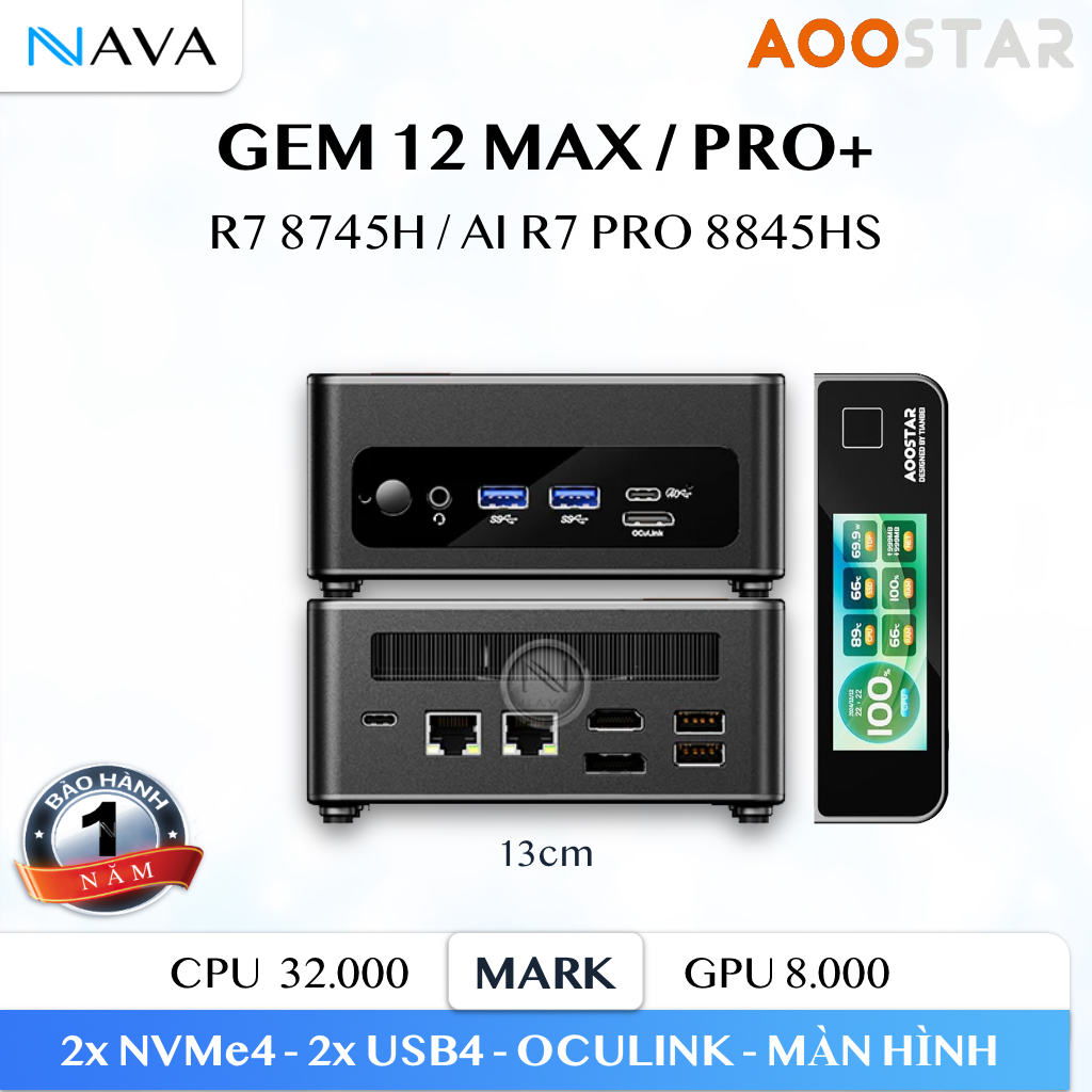 Mini PC AooStar GEM 12 Pro Max/Plus/+Pro R7 8845HS 8745HS GEM12 DDR5 ...