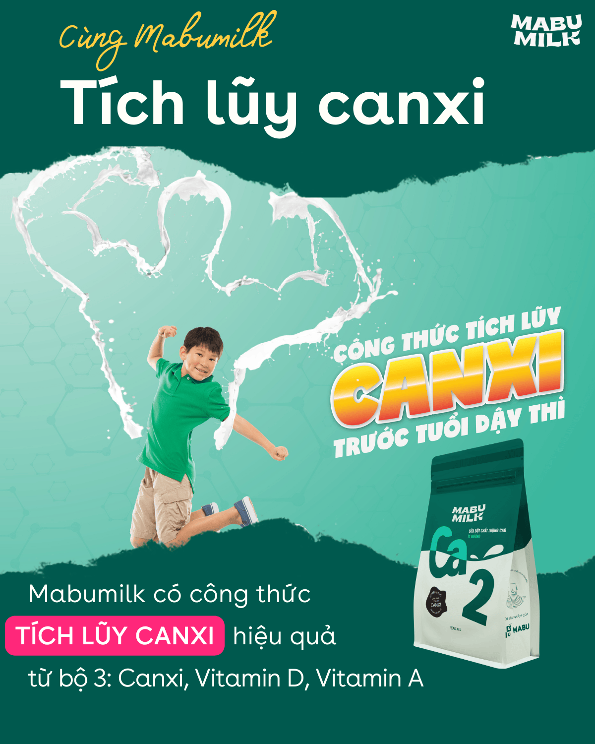 Mô tả SỮA BỘT CHẤT LƯỢNG CAO Mabumilk ít đường - TÍCH LUỸ CANXI trước tuổi dậy thì tăng chiều cao cho trẻ từ 3 - 15 tuổi - 2