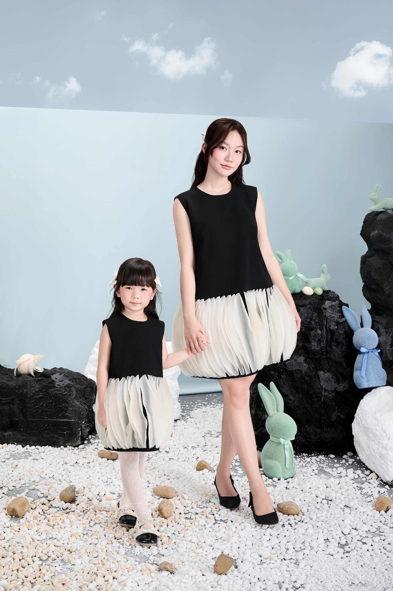 Mô tả RẬP BABY&MOMMY -  Đầm Cổ Tròn Không Tay Phối Voan - MOMMY 01 - 4
