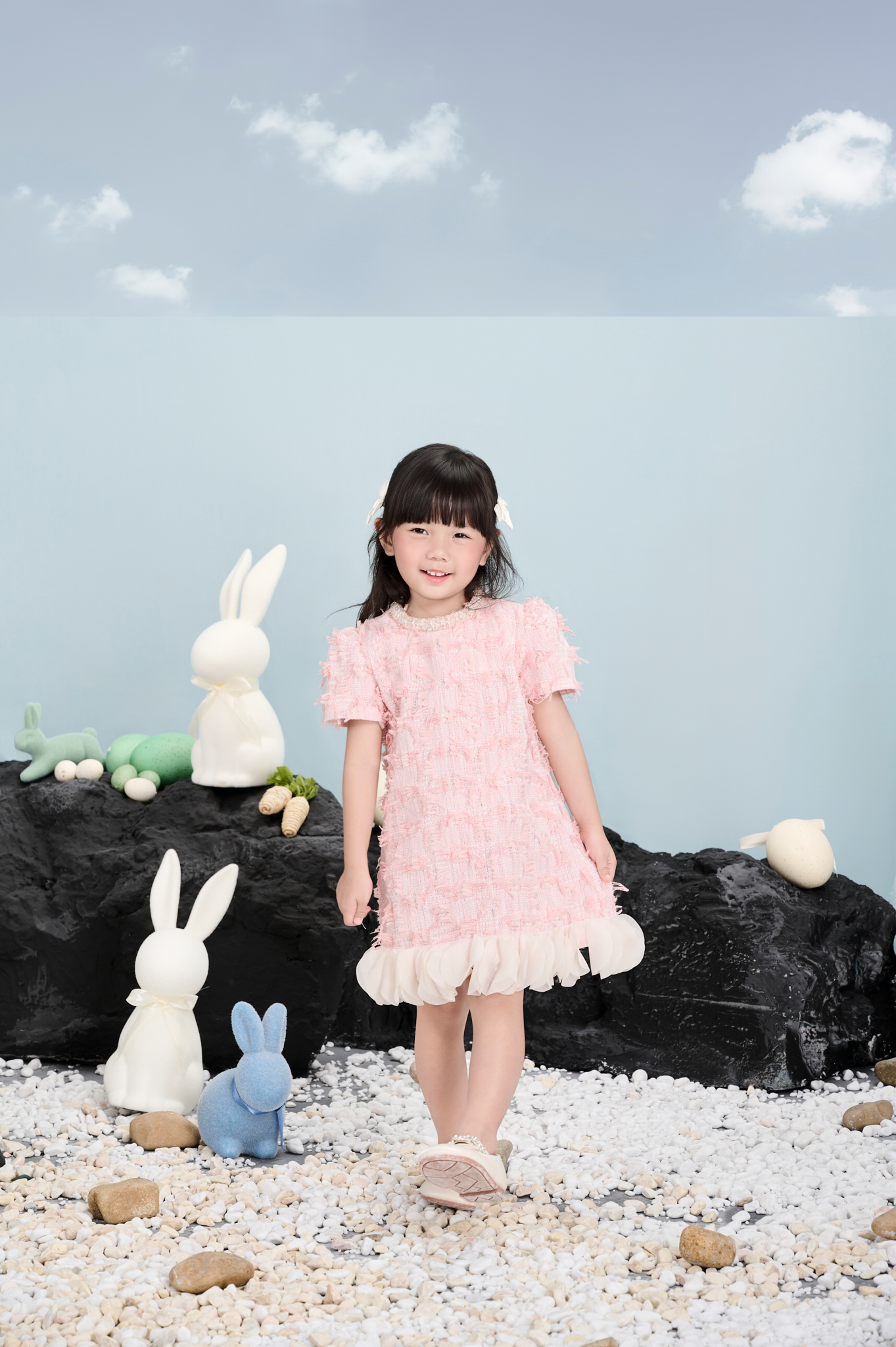Mô tả RẬP MOMMY & BABY - Đầm Hồng Cổ Tròn Kết Dây Tweed Tay Ngắn - PARIS 04 - 3