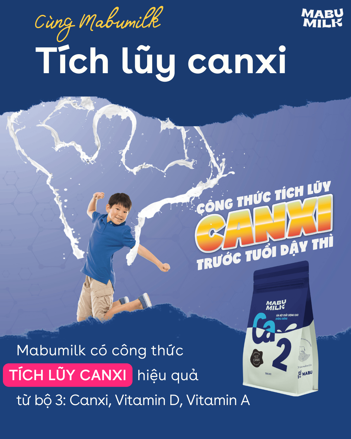 Mô tả SỮA BỘT CHẤT LƯỢNG CAO Mabumilk không đường dành cho trẻ từ 3-15 tuổi - TÍCH LUỸ CANXI PHÁT TRIỂN CHIỀU CAO - 2