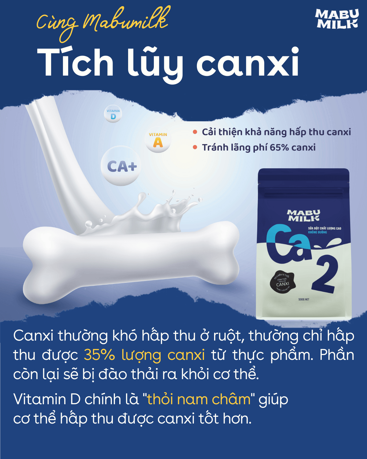 Mô tả SỮA BỘT CHẤT LƯỢNG CAO Mabumilk không đường dành cho trẻ từ 3-15 tuổi - TÍCH LUỸ CANXI PHÁT TRIỂN CHIỀU CAO - 3