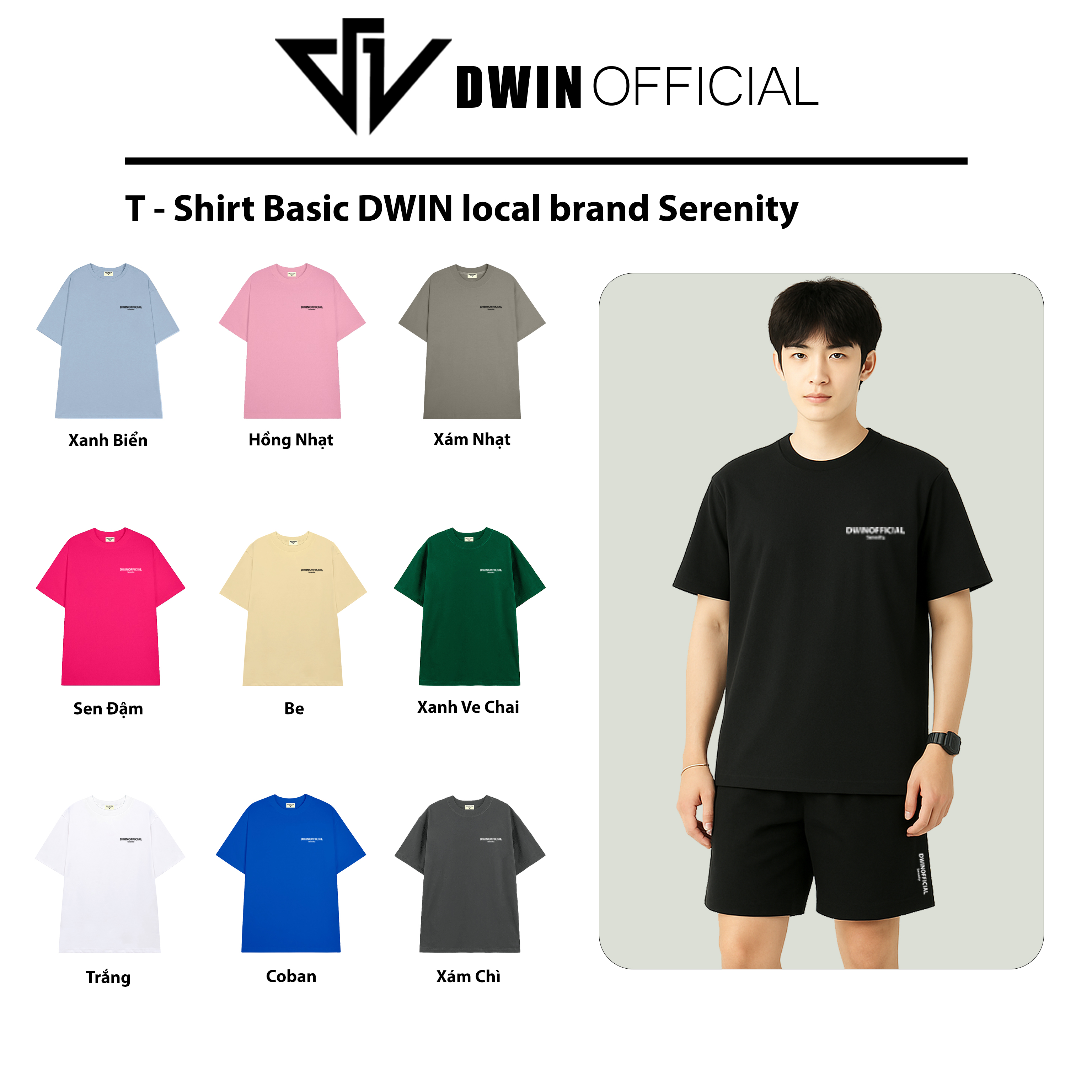 Mô tả Áo thun Dwin Serenity local brand basic tee phông trơn unisex cotton form rộng - 2
