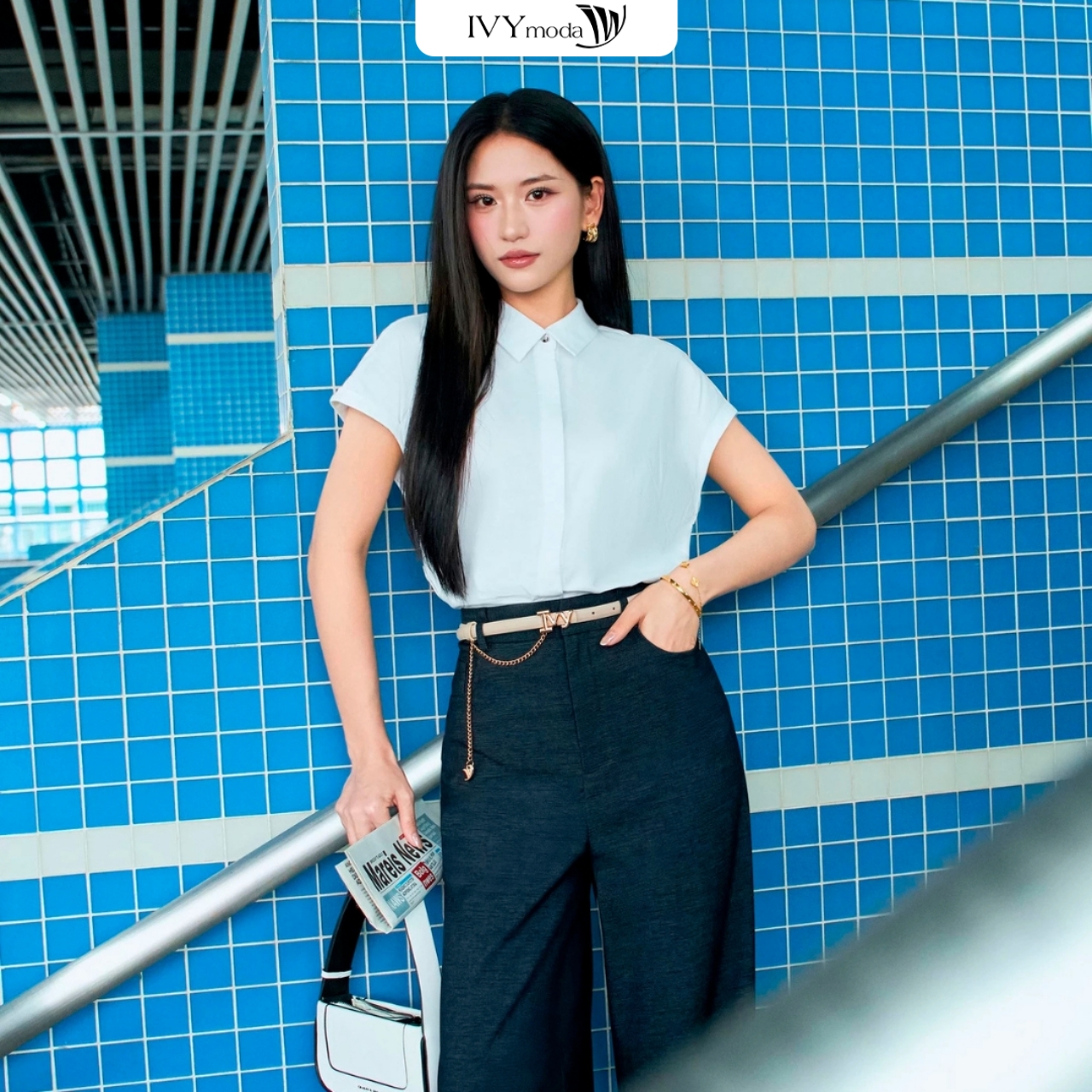 Mô tả Legacy Shirt - Áo sơ mi cổ đức, Áo công sở nữ IVY moda MS 16H9752 - 2