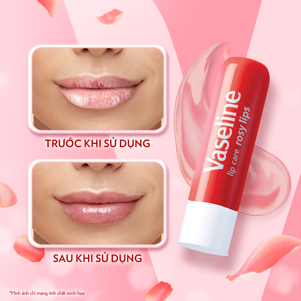 Mô tả Son Dưỡng Môi Hồng Xinh Vaseline Lip Care Stick Rosy Lips 4.8g - 6
