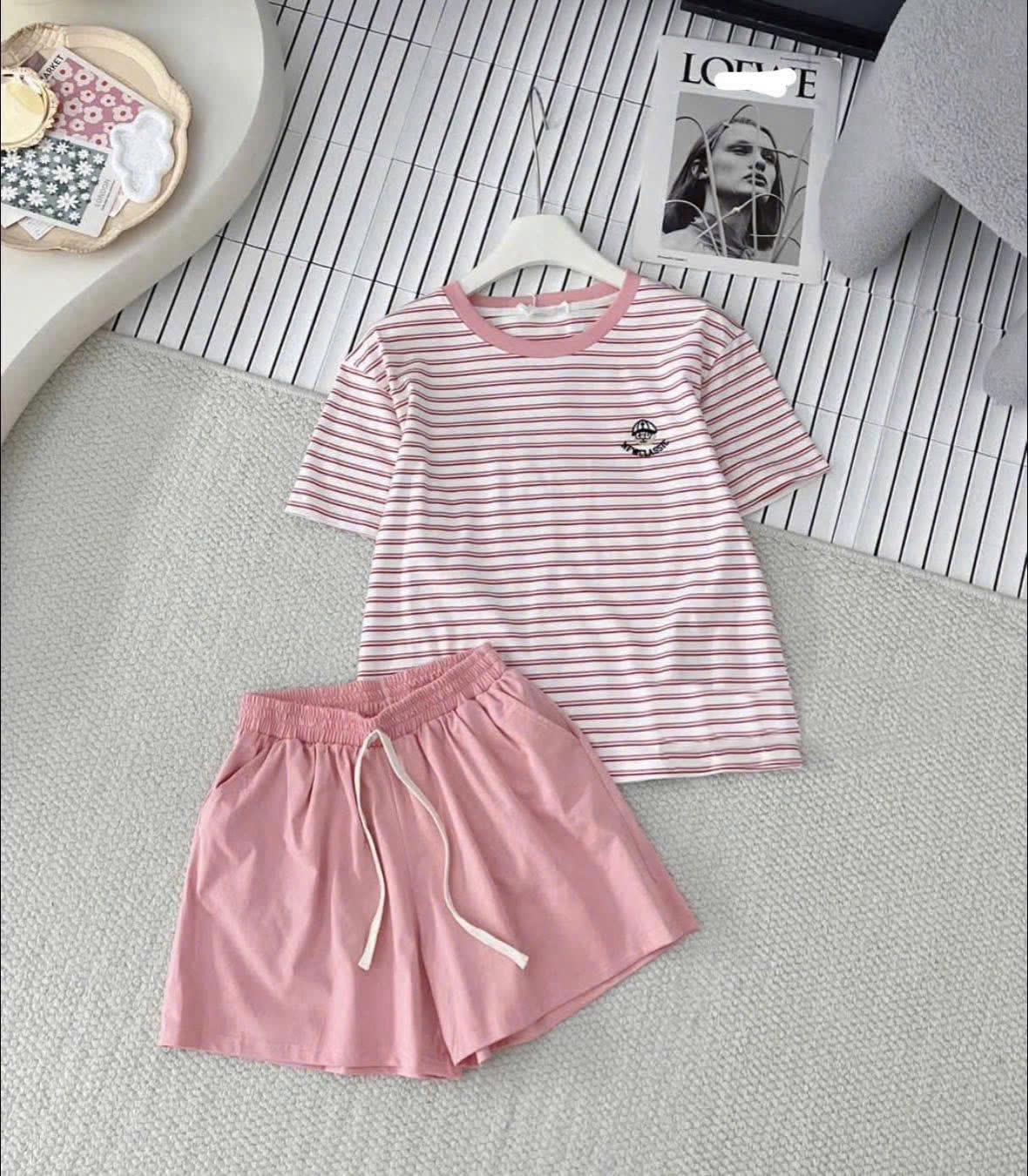 Mô tả Bộ đồ nữ classic dáng đùi chất cotton co giãn, mềm mát - 3