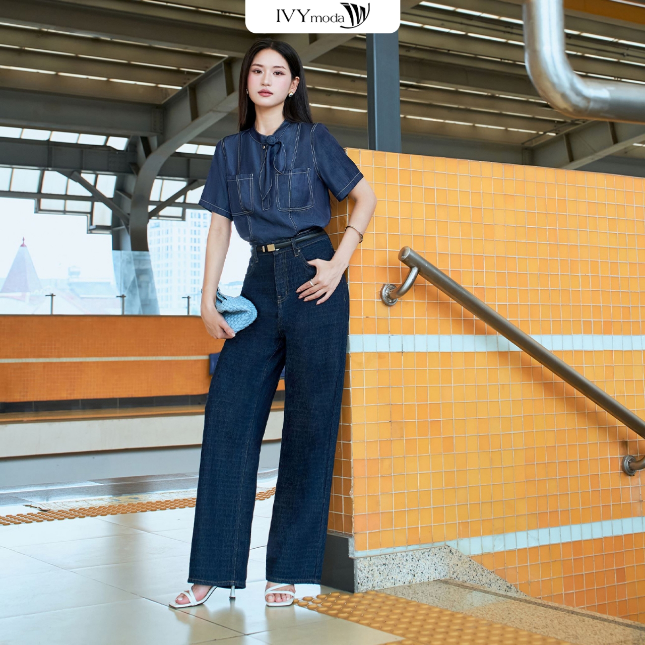 Mô tả Wide Leg Jeans - Quần denim ống suông, Quần công sở dạo phố nữ IVY moda MS 25M9085 - 2