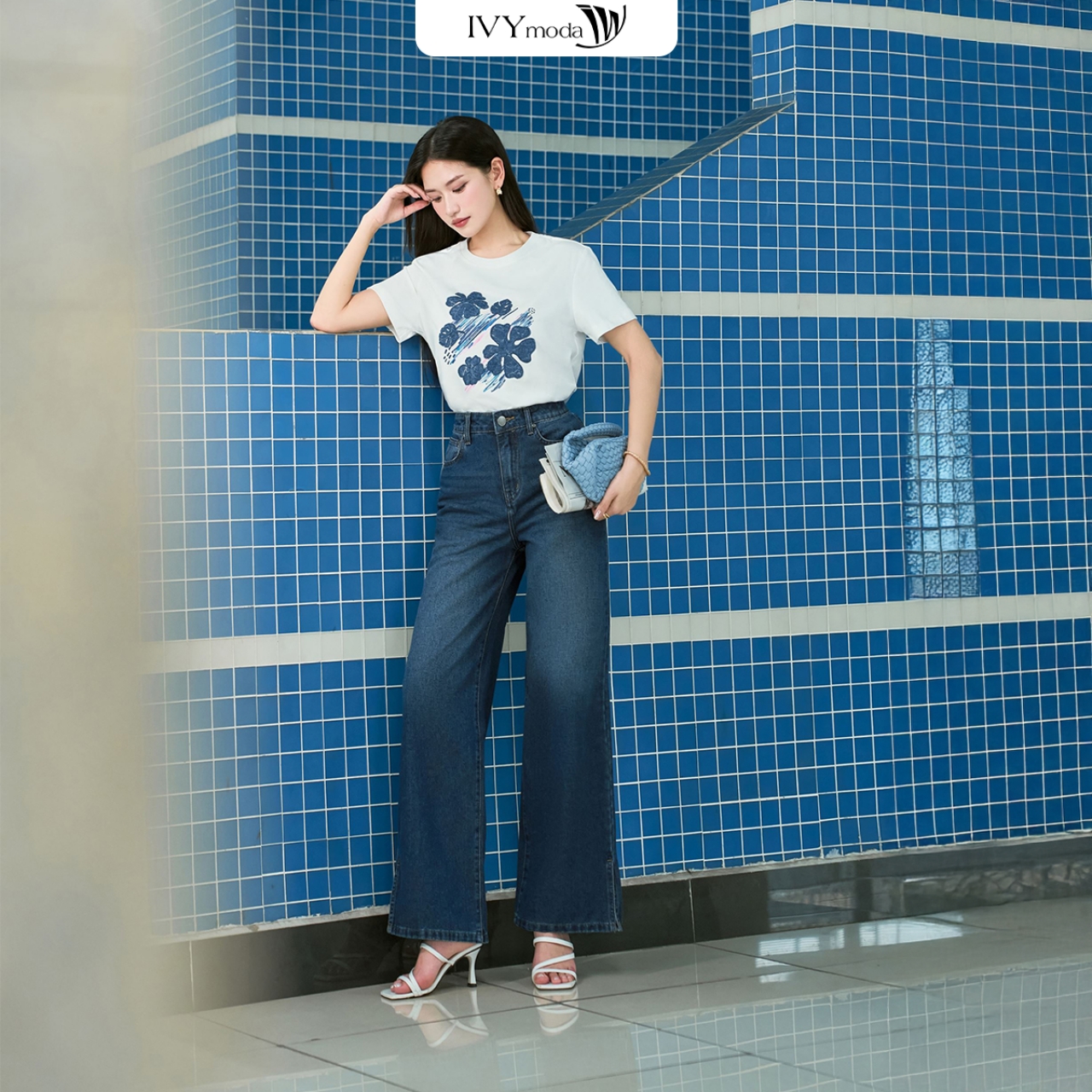 Mô tả Moves Jeans - Quần denim ống suông, Quần công sở dạo phố nữ IVY moda MS 25M9087 - 2