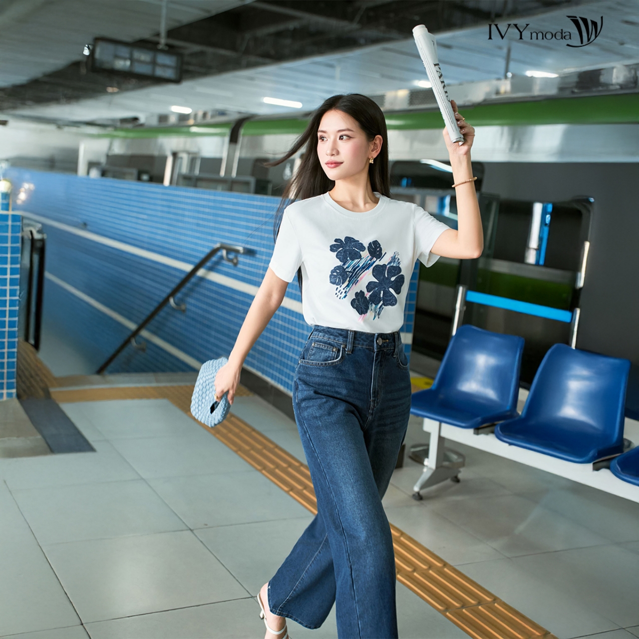 Mô tả Moves Jeans - Quần denim ống suông, Quần công sở dạo phố nữ IVY moda MS 25M9087 - 5