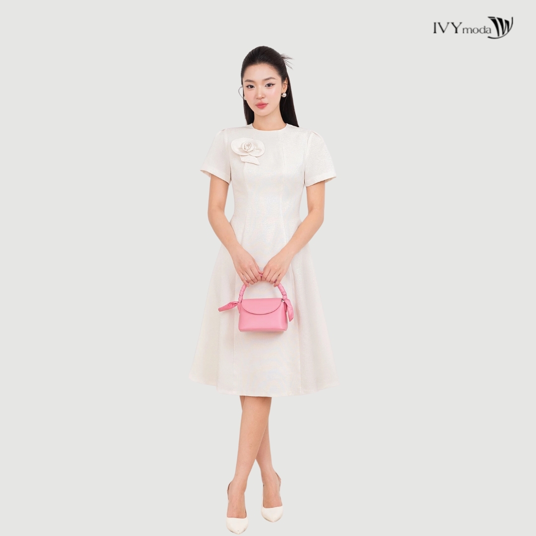 Mô tả Flower Accent Dress - Đầm xòe Oganza, Đầm công sở dự tiệc nữ IVY moda MS 48T0245 - 2