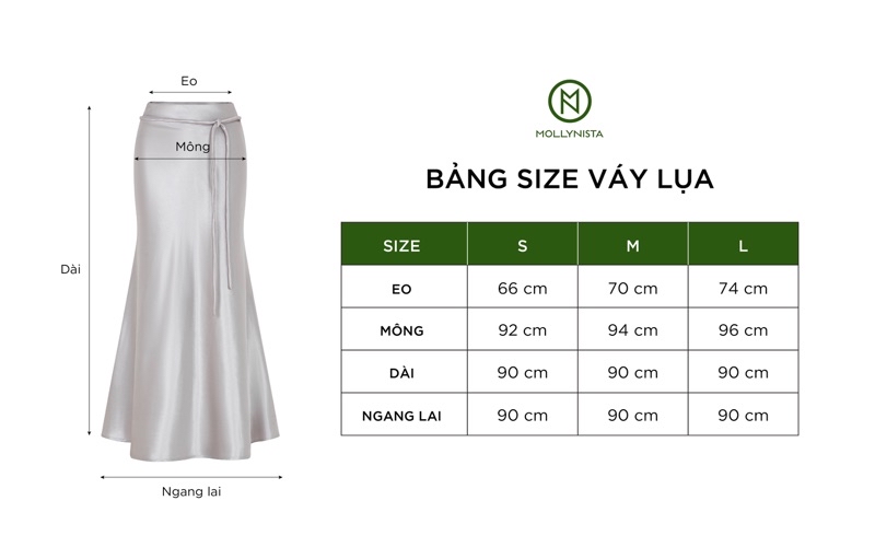 Mô tả Chân váy lụa 2 lớp cao cấp lưng cao (Tặng kèm dây belt) MOLLYNISTA  đuôi cá tôn dáng - 1