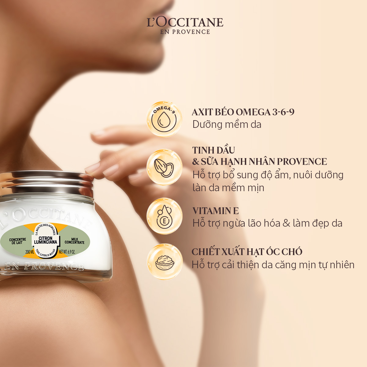 Mô tả Kem Dưỡng Ẩm Săn Chắc Da Hạnh Nhân L'Occitane Almond Milk Concentrate 200ml - Refill - 1