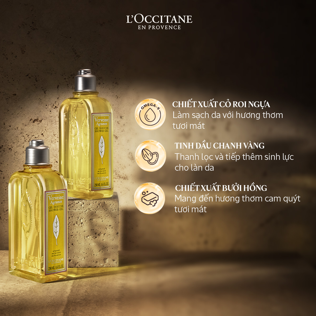 Mô tả Gel Tắm Cỏ Roi Ngựa Hương Chanh Sả L'Occitane Shower Gel 500ml/250ml - 2