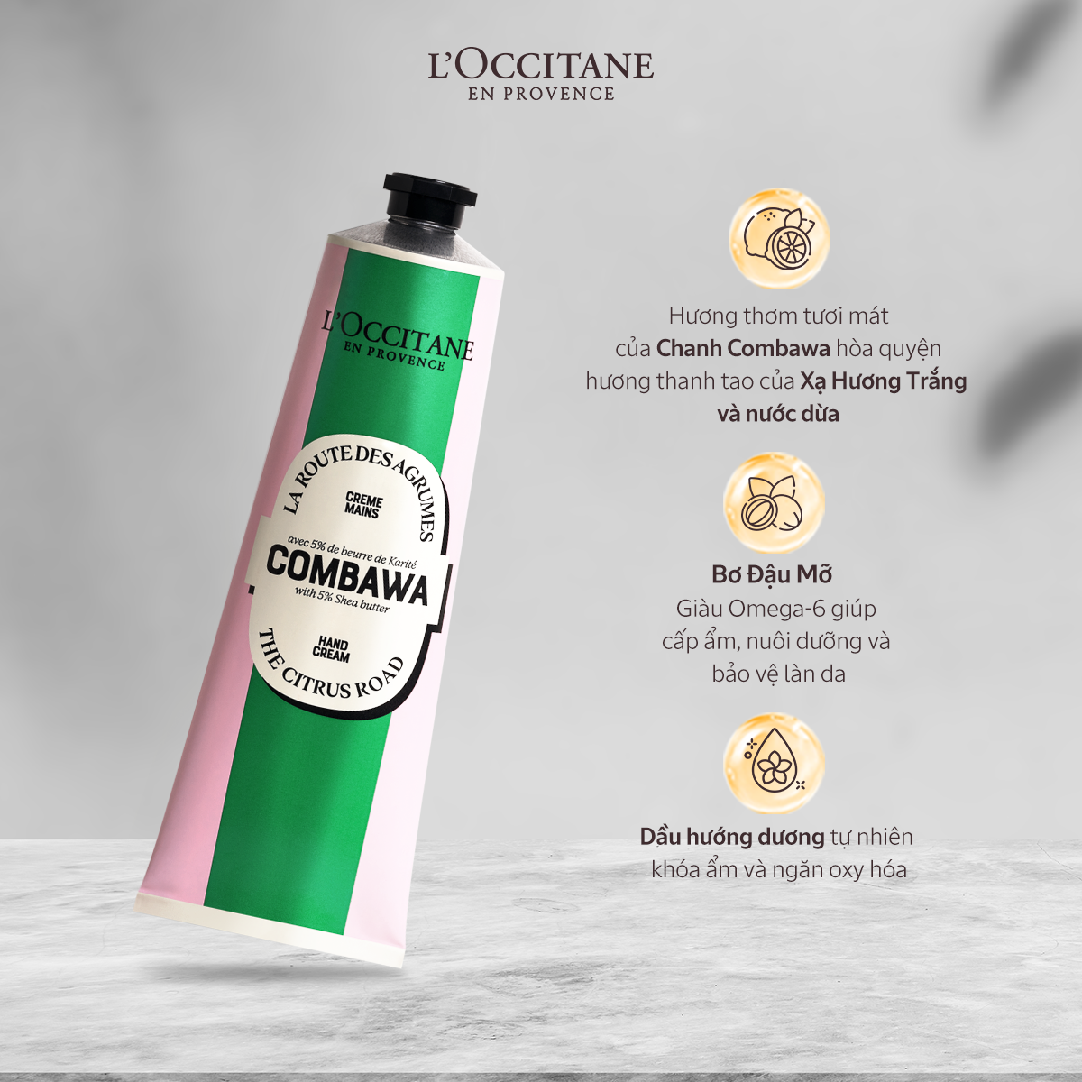 Mô tả Kem Dưỡng Da Tay Bơ Đậu Mỡ Hương Chanh Combawa L'Occitane Shea Butter Hand Cream 150ml/30ml - 2