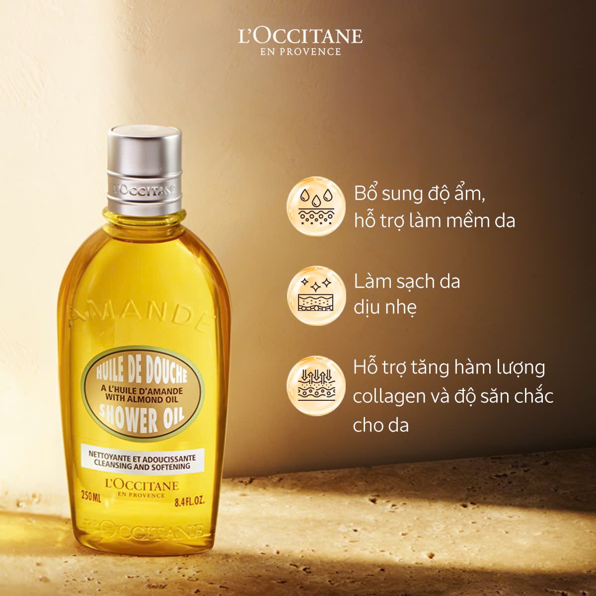 Mô tả Sữa Tắm Dạng Dầu Hương Hạnh Nhân L'Occitane Almond Shower Oil 250ml - 500ml - 3