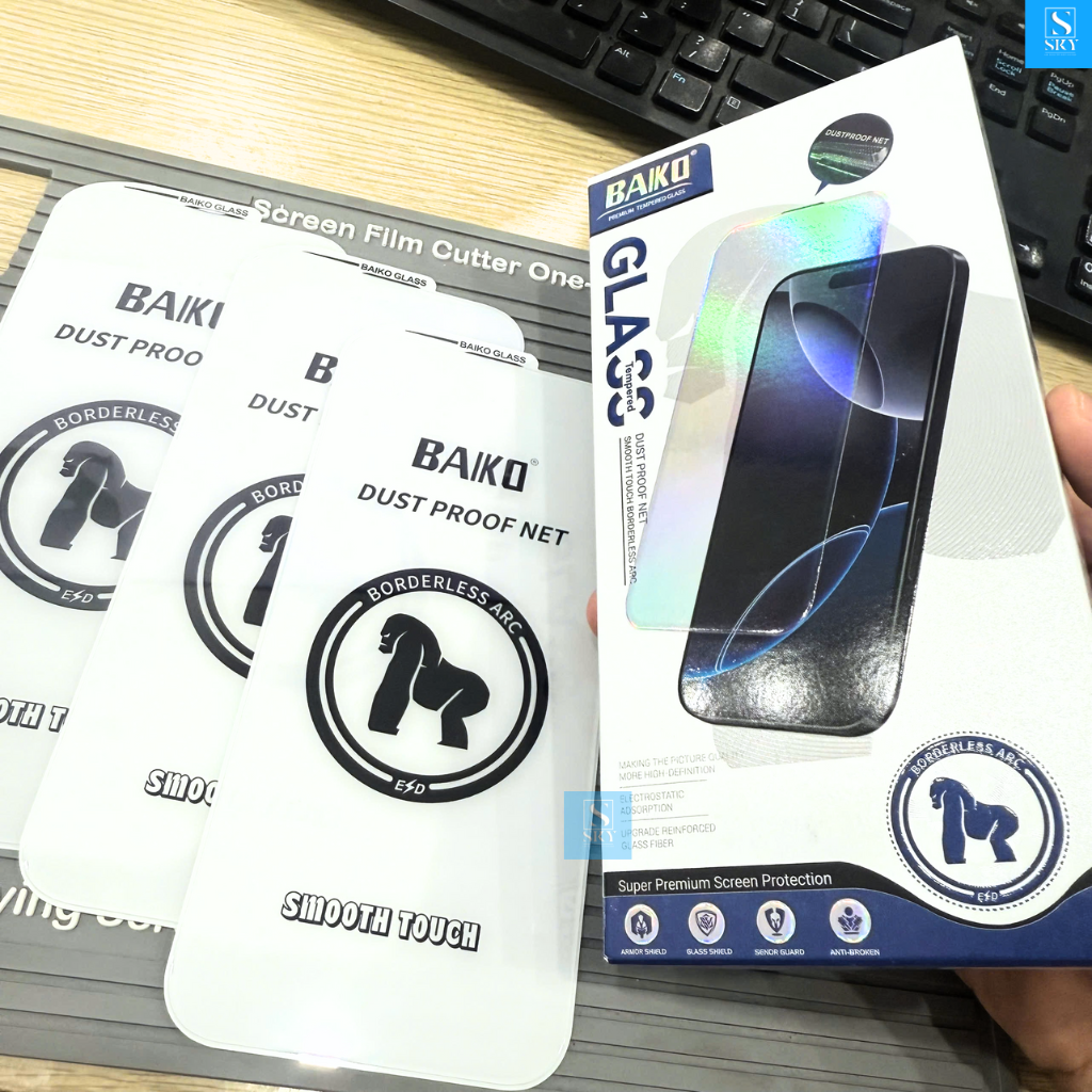 Kính cường lực iphone Baiko không viền Full màn hình cho ip 16 ProMax 17 ProMax 18 Pro Max 17 Air 15 14 13 12 11 X Xs Xr – ảnh mô tả chi tiết 1