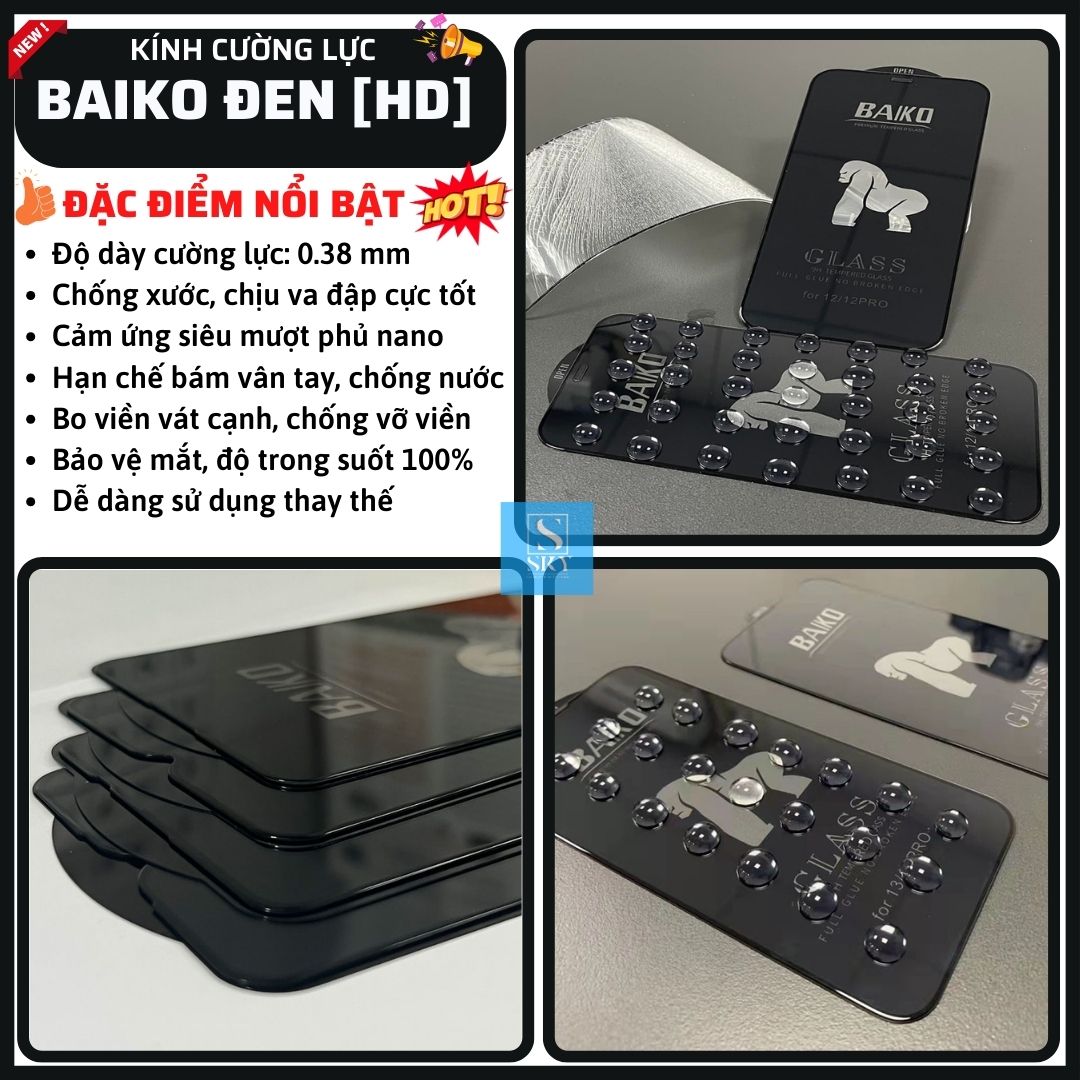 Kính cường lực iphone Baiko không viền Full màn hình cho ip 16 ProMax 17 ProMax 18 Pro Max 17 Air 15 14 13 12 11 X Xs Xr – ảnh mô tả chi tiết 7