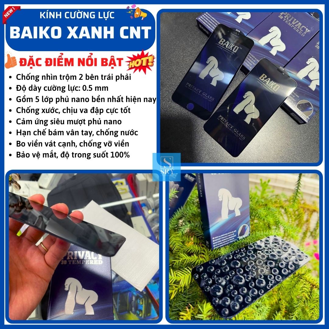 Kính cường lực iphone Baiko không viền Full màn hình cho ip 16 ProMax 17 ProMax 18 Pro Max 17 Air 15 14 13 12 11 X Xs Xr – ảnh mô tả chi tiết 8