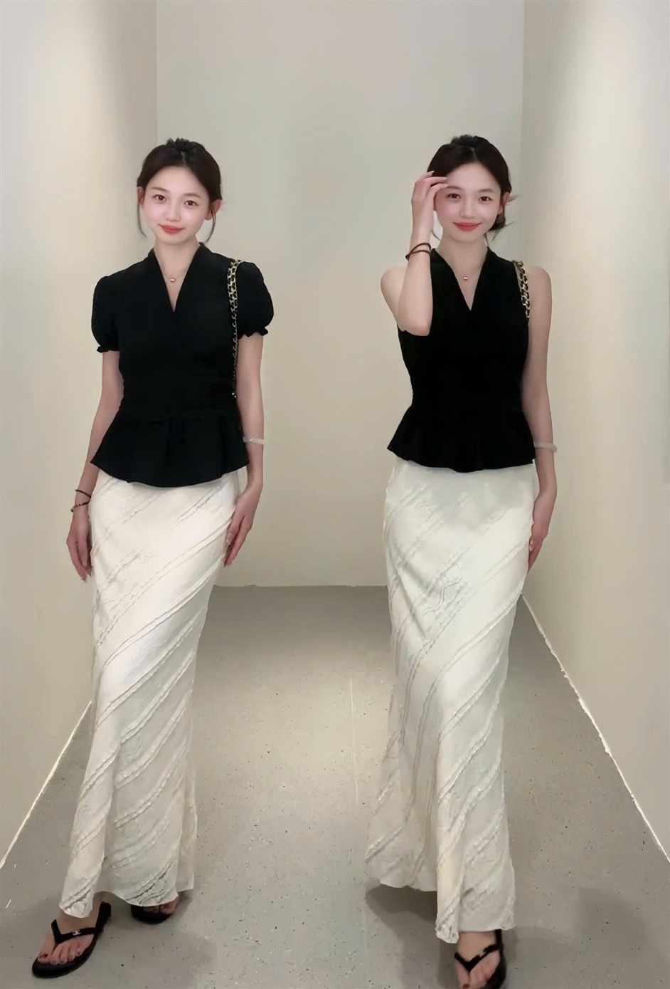Solut Set - Áo Tay Phồng Độn Vai Cổ Trụ và Chân Váy Chữ A Cách Điệu Nơ Bản Bự main image 1