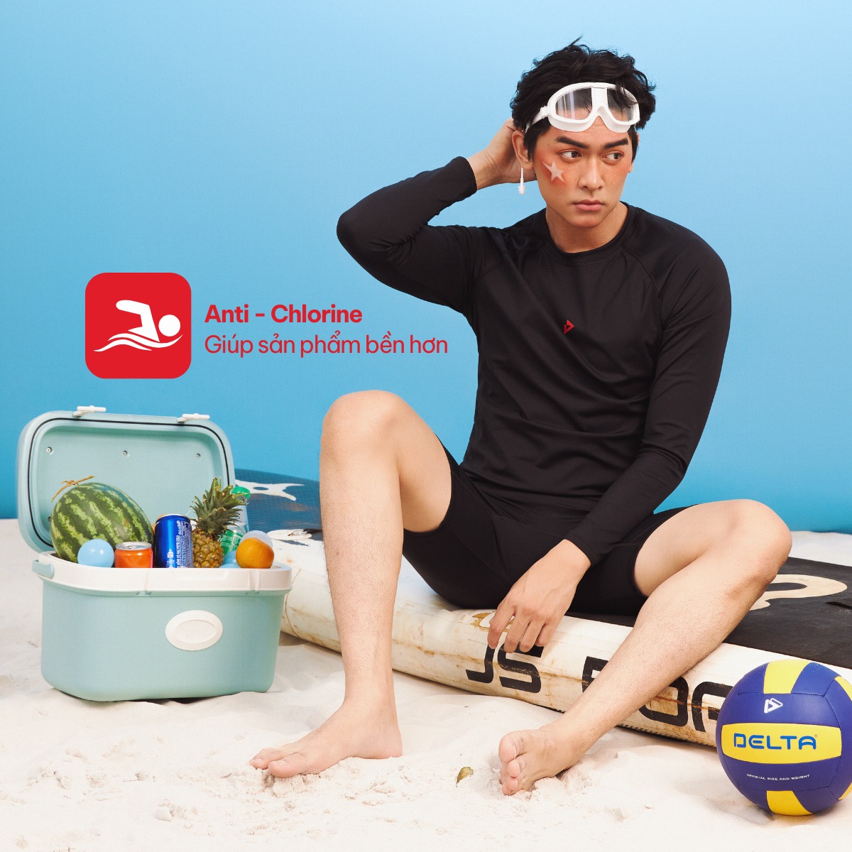 DELTA Áo Bơi Rash Guard Nam Dài Tay Vải Anti–Chlorine Bền Bỉ Hạn Chế ...