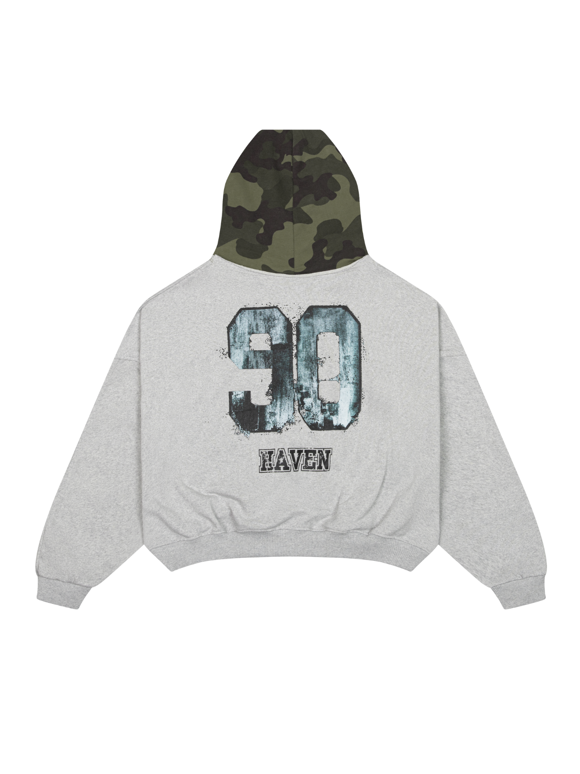 Áo hoodie form rộng in số 90 phối nón camo rằn ri Haven Studio chất nỉ ...